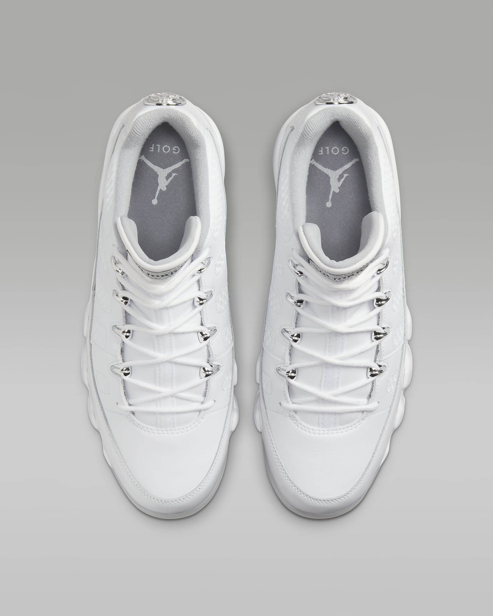 Air Jordan 9 NRG Golf Shoes - White/Wolf Grey/Metallic Silver