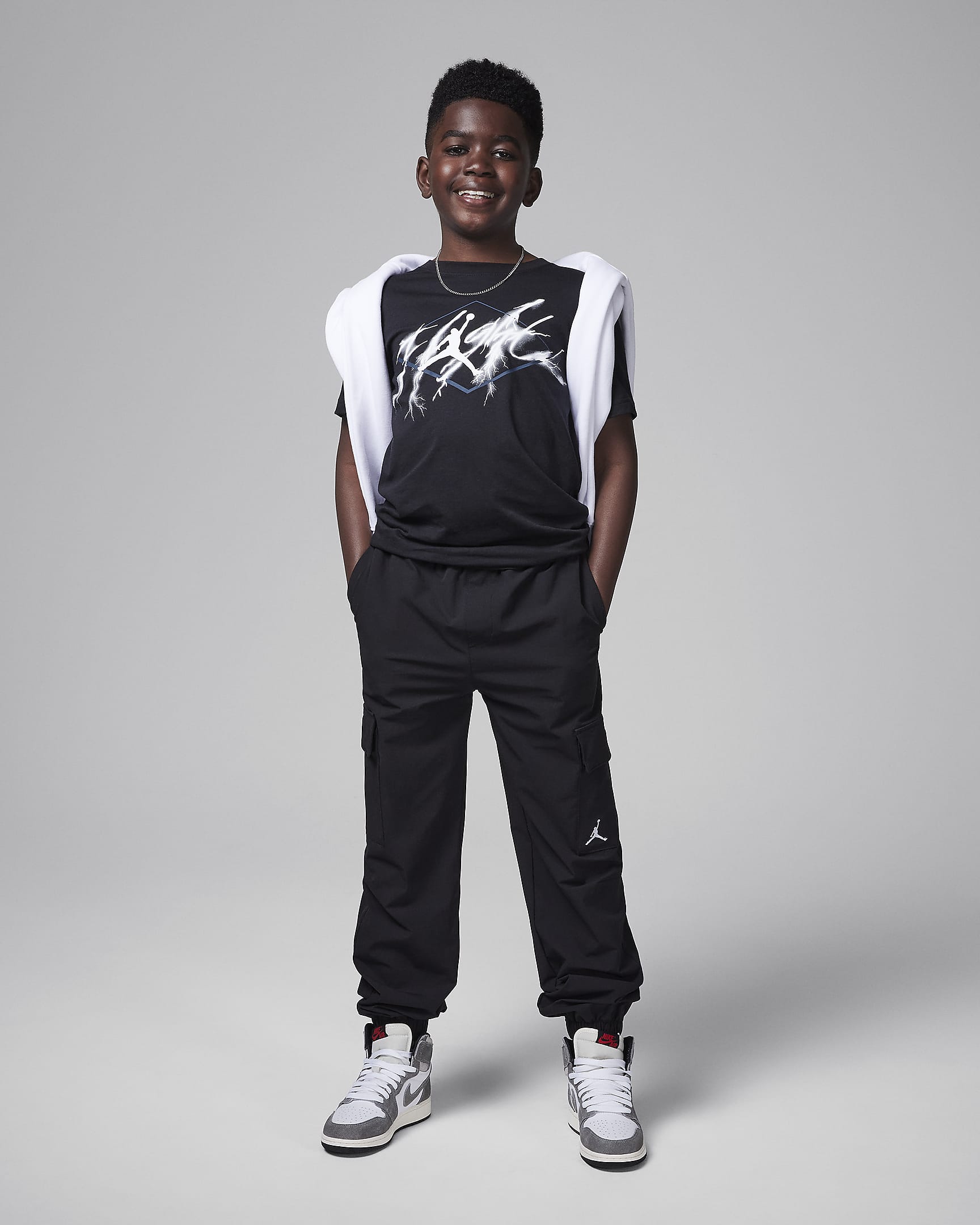 Air Jordan 4 Big Kids' Flight Lightning T-Shirt - Black