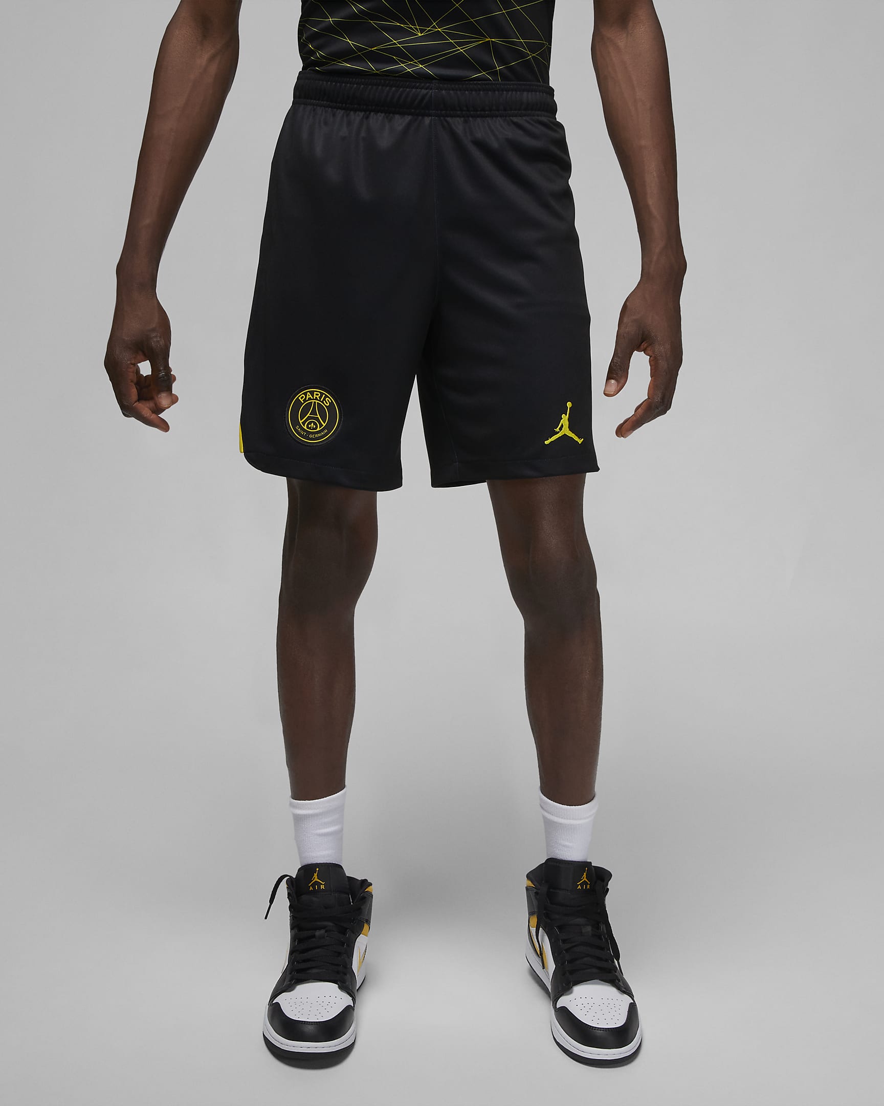 Paris Saint-Germain 2022/23 Stadium Fourth Men's Jordan Dri-FIT Football Shorts - Black/Tour Yellow/Tour Yellow
