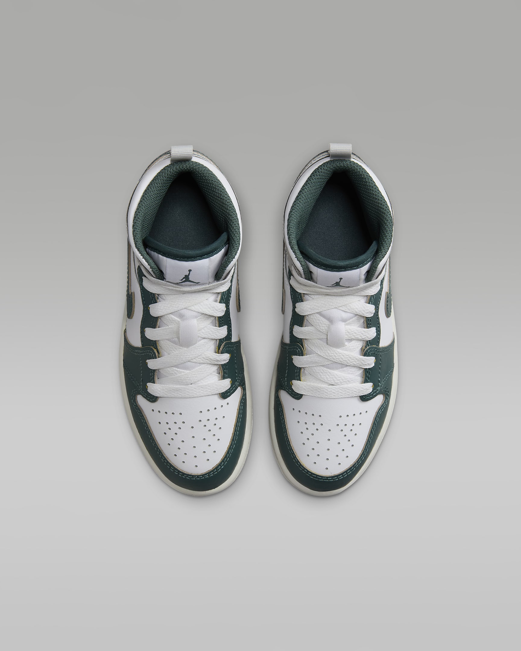 Jordan 1 Mid SE Little Kids' Shoes - White/Sail/Neutral Grey/Oxidized Green