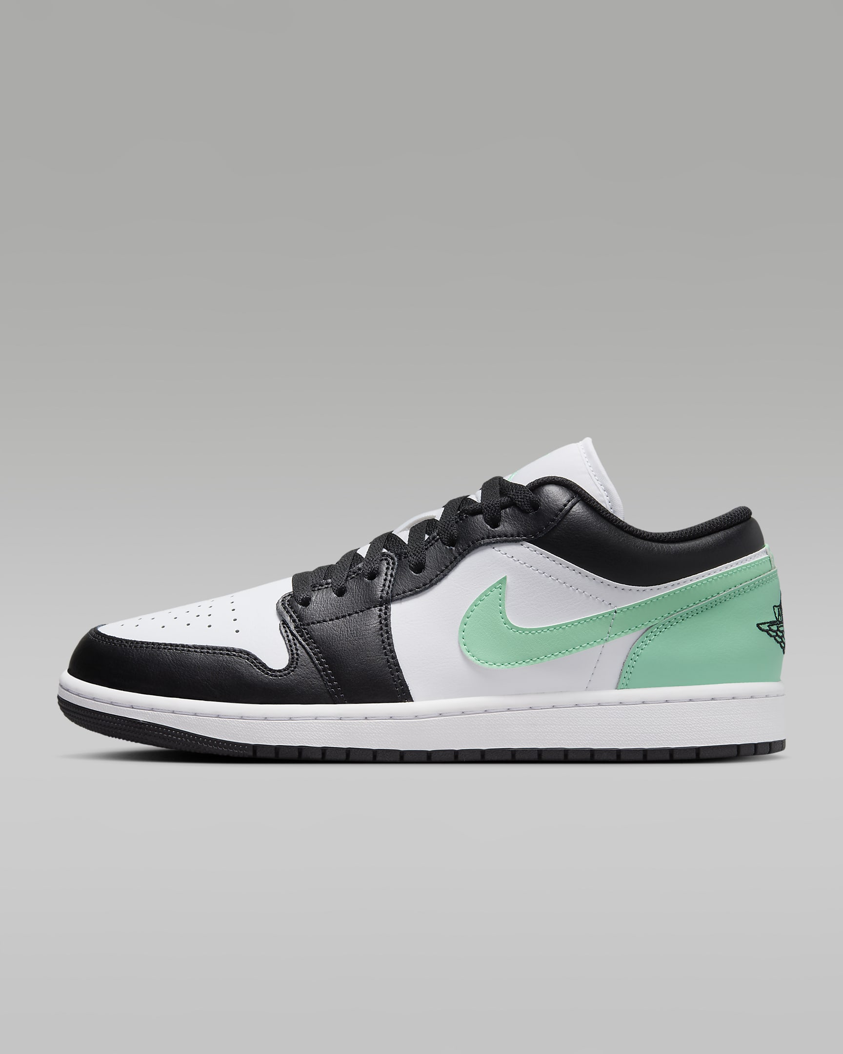 Air Jordan 1 Low Men's Shoes - White/Green Glow/Black