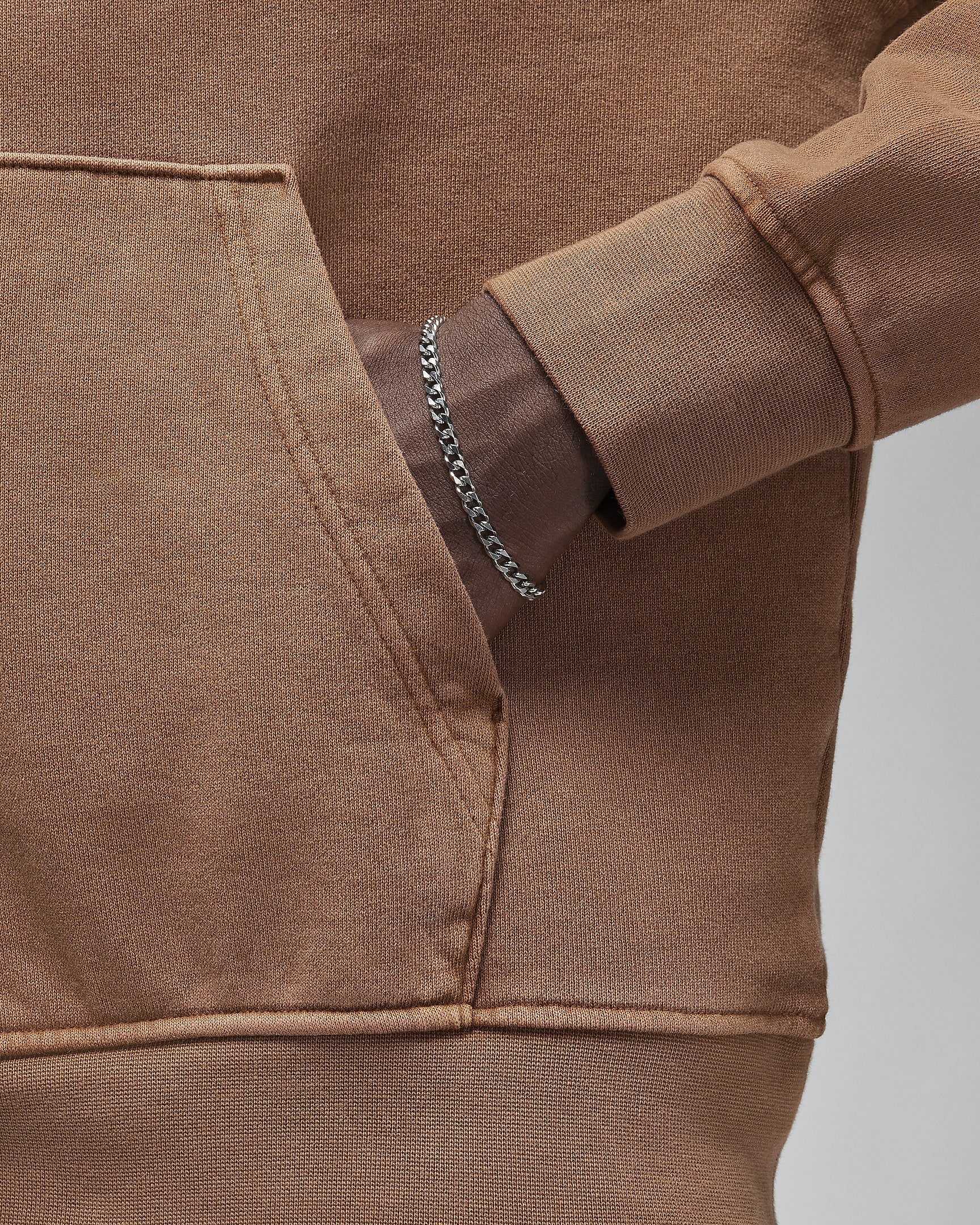 Forvasket Jordan Flight Fleece-pullover-hættetrøje til mænd - Light British Tan