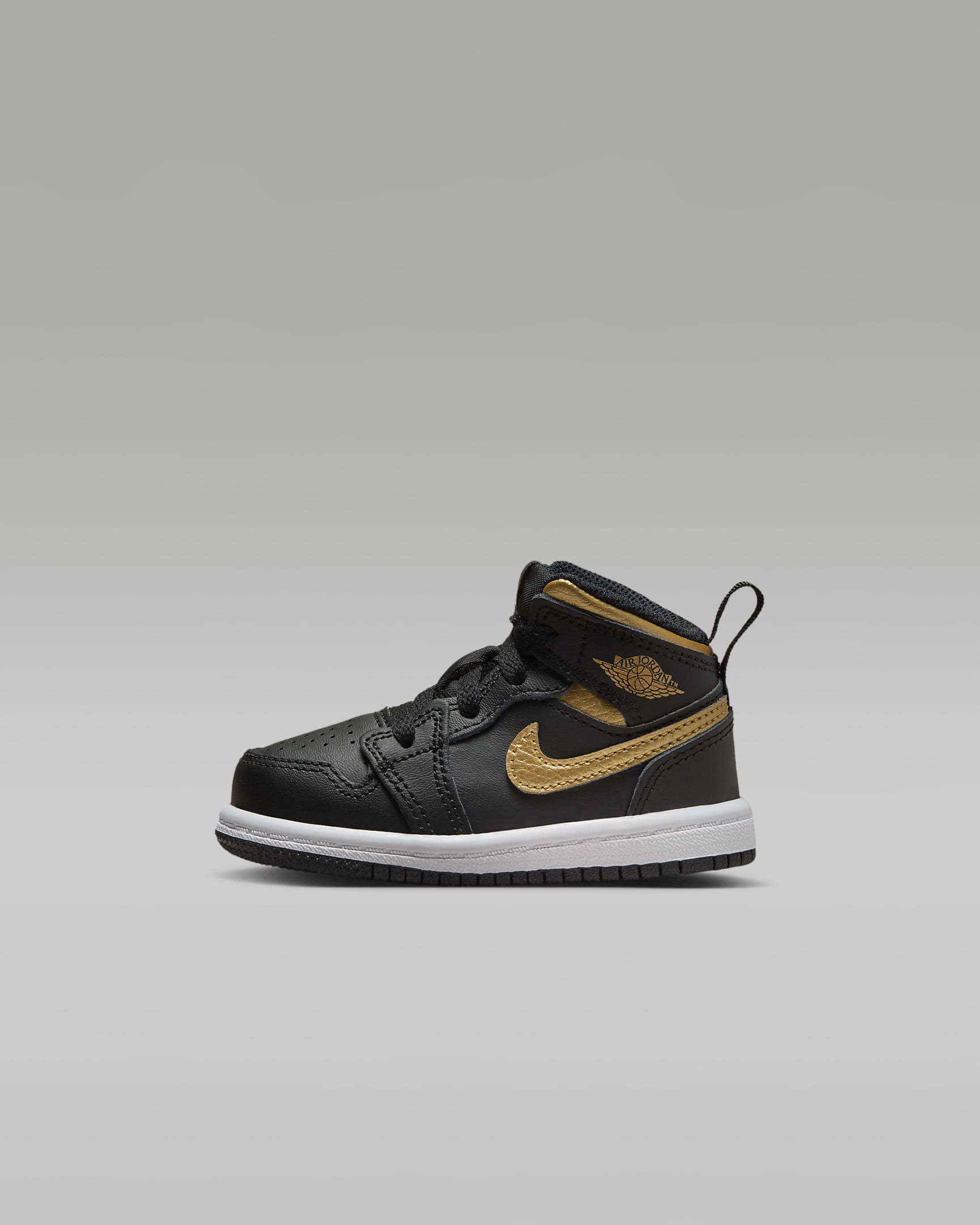 Calzado para bebé e infantil Jordan 1 Mid - Negro/Blanco/Oro metalizado