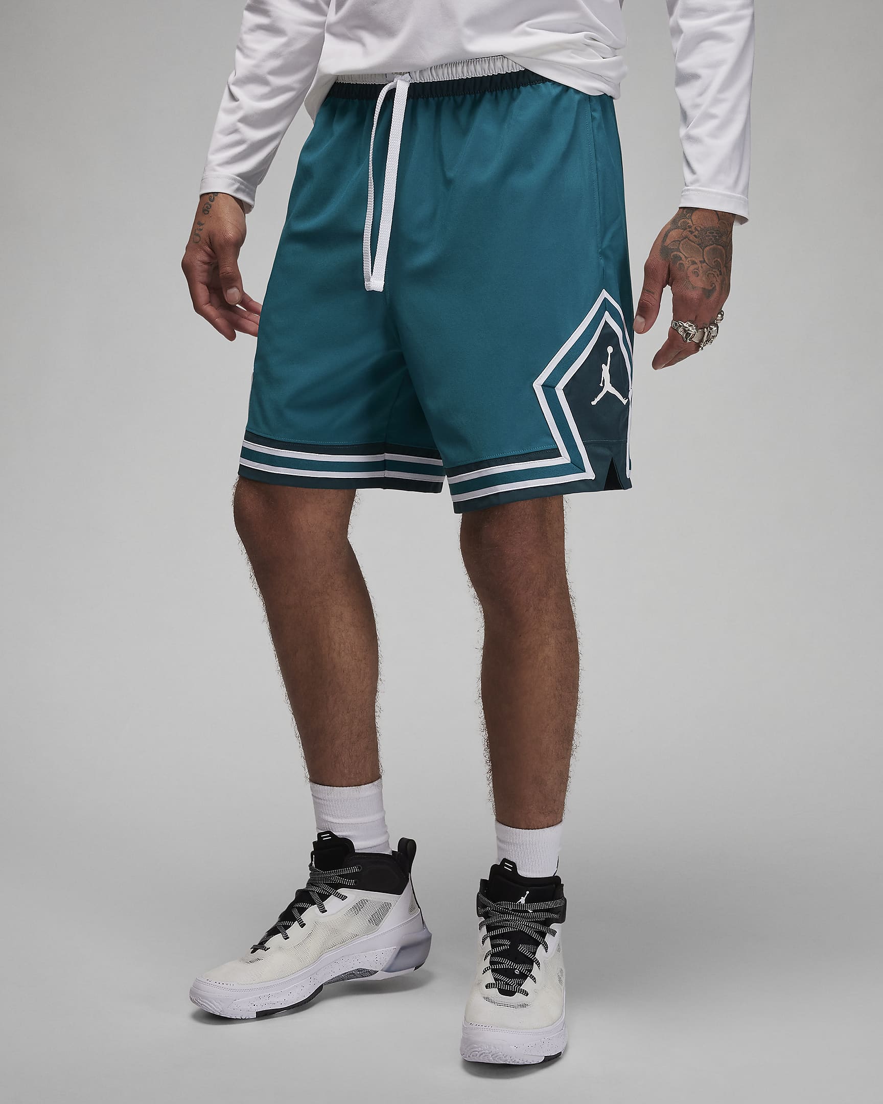 Jordan Dri-FIT Sport Men's Woven Diamond Shorts - Sky J Teal/White/Midnight Spruce/White