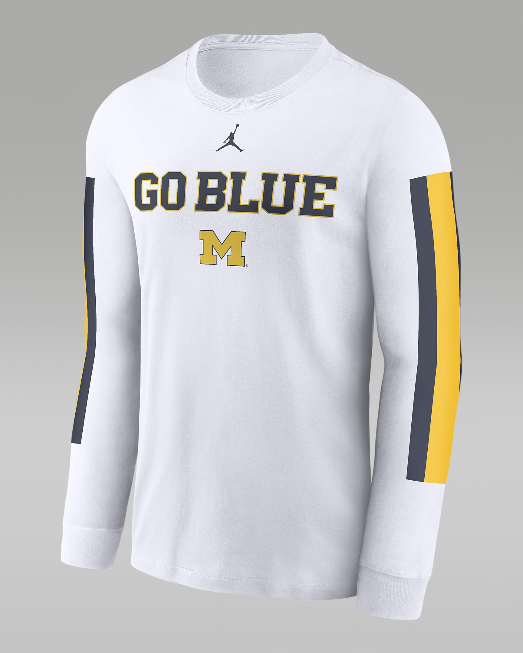 Michigan Wolverines Local Spirit Slogan Men's Jordan College Long-Sleeve T-Shirt - White