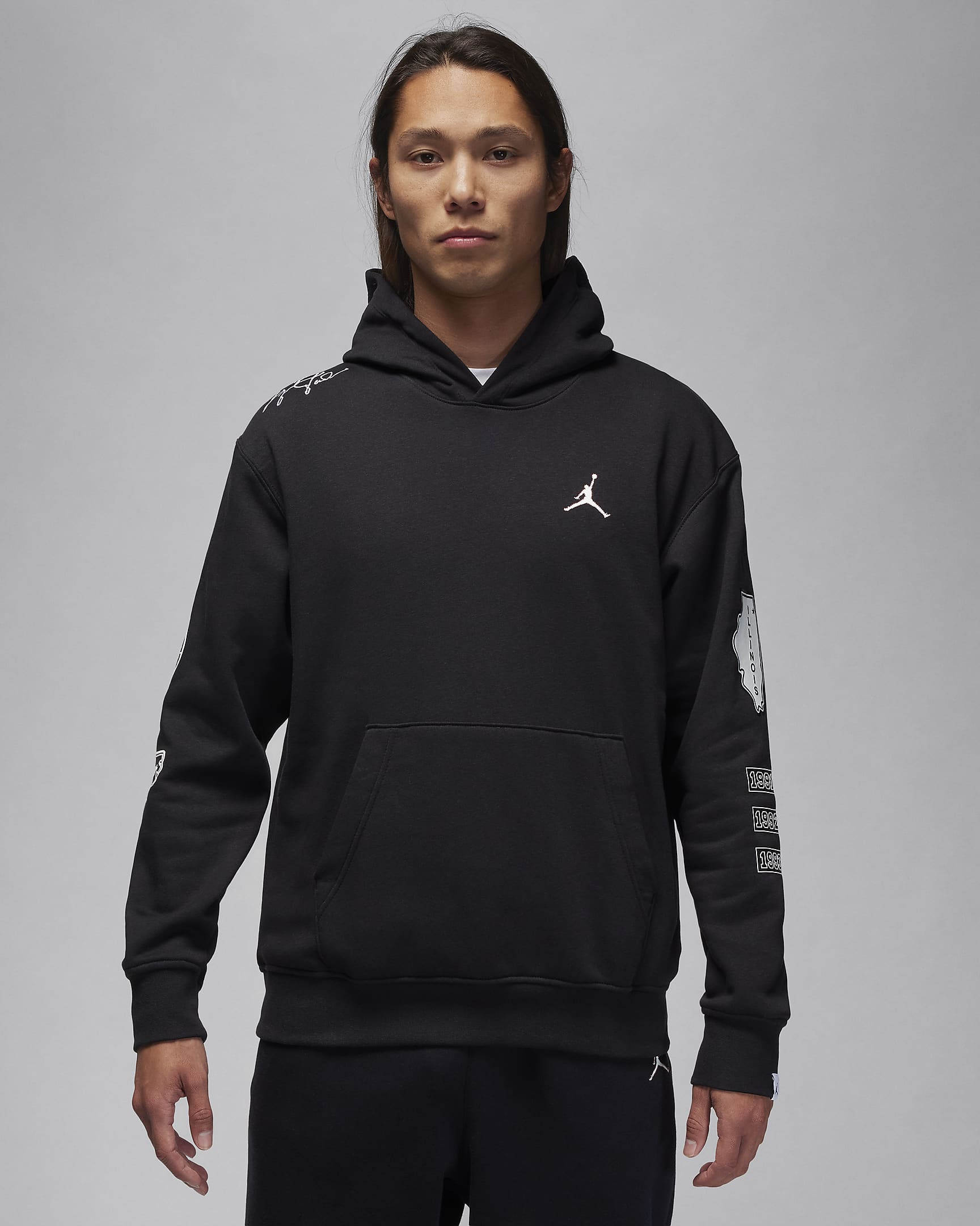 Jordan Essentials Men's Fleece Pullover Hoodie - Black/Dune Red/White