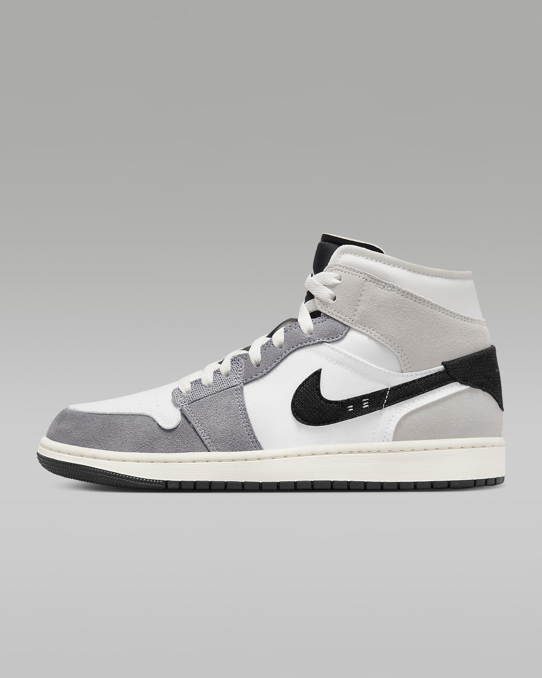 Air Jordan 1 Mid SE Craft Men's Shoes - Cement Grey/White/Tech Grey/Black