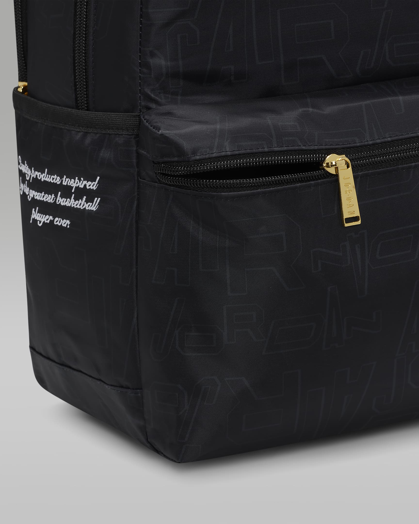 Jordan Black and Gold Backpack Backpack (19L). Nike FI