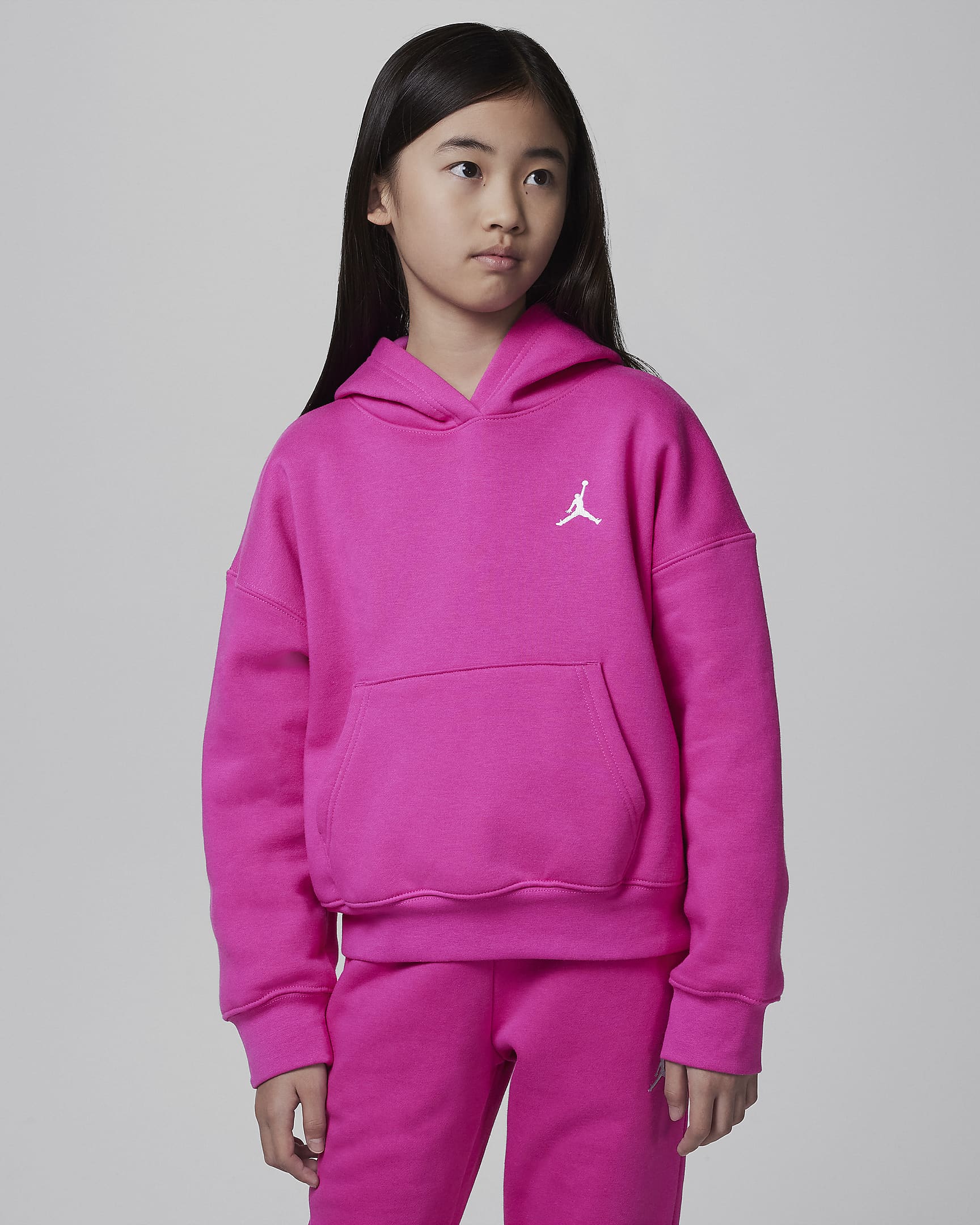 Jordan Brooklyn Essentials Big Kids' Pullover Hoodie - Fire Pink