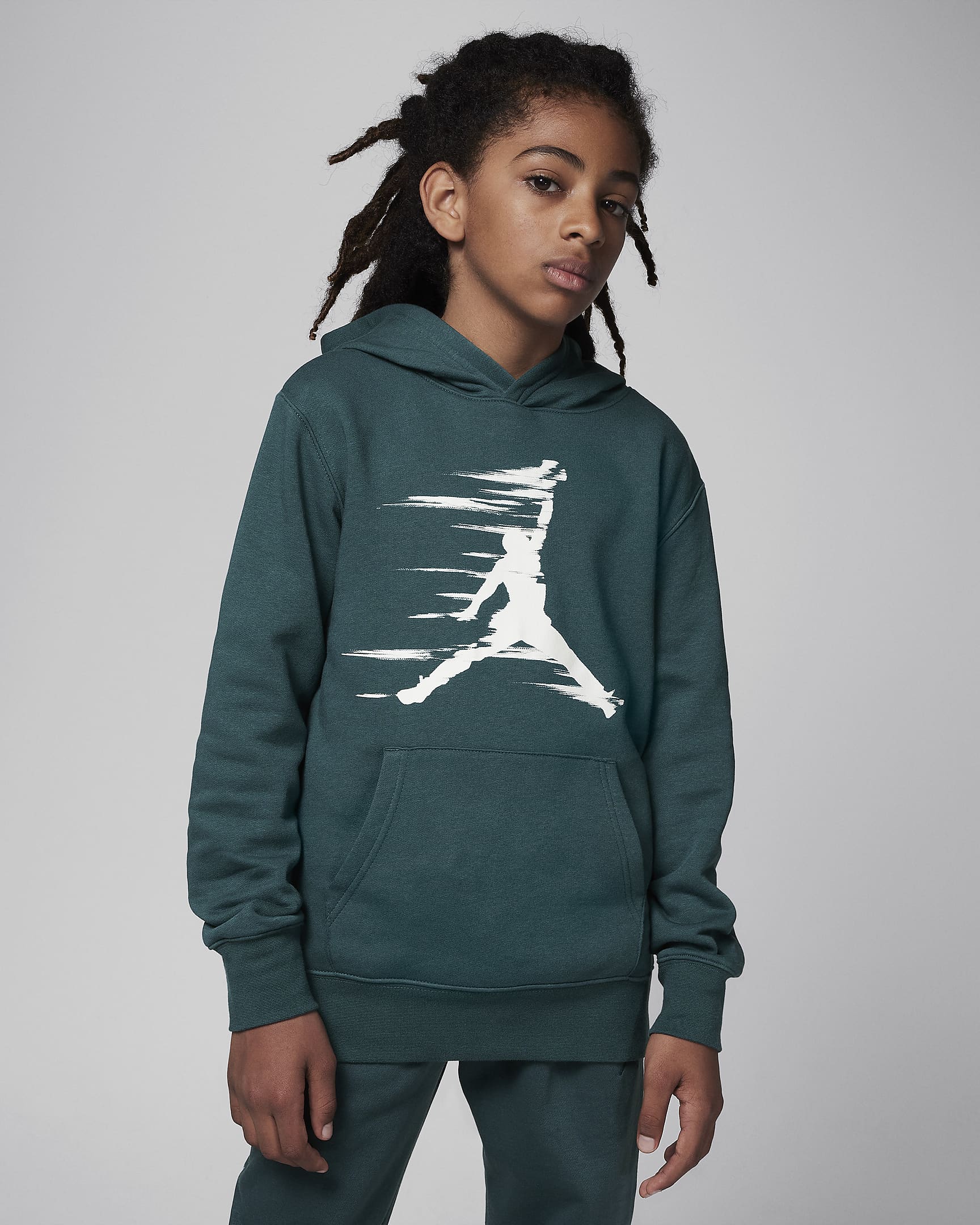 Jordan MJ Flight MVP Older Kids' Fleece Pullover Hoodie - Oxidised Green