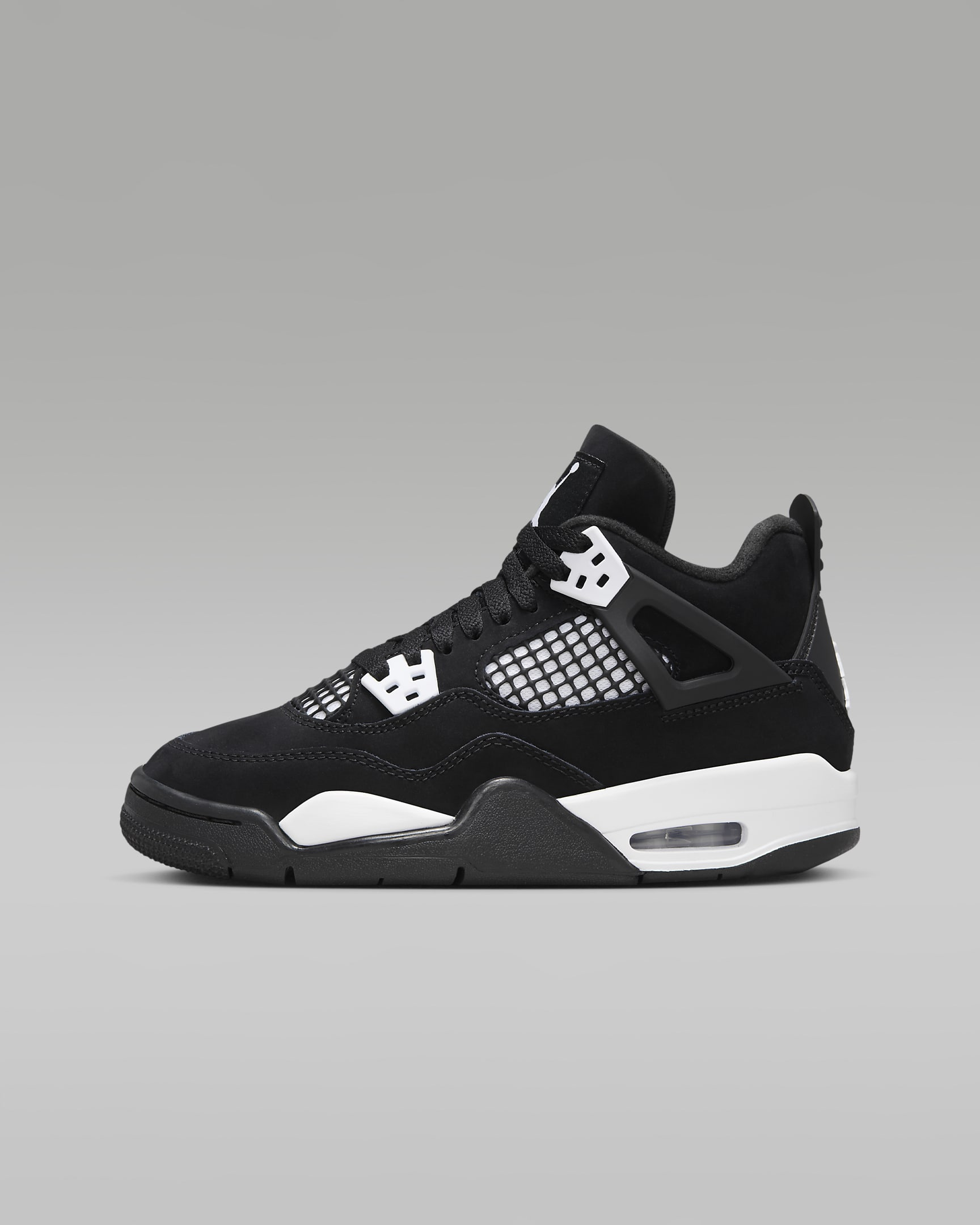 Air Jordan 4 Retro "White Thunder" Big Kids' Shoes - Black/Black/White