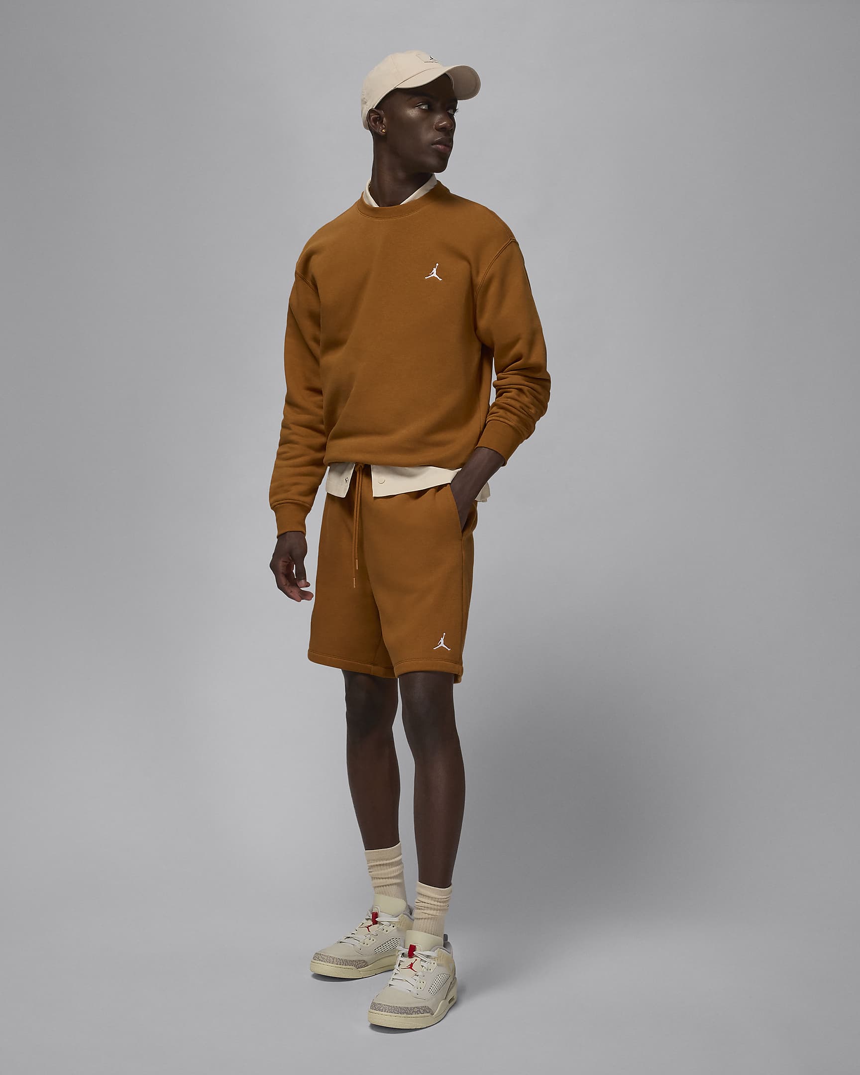 Jordan Brooklyn Fleece shorts til herre - Desert Bronze/Hvit