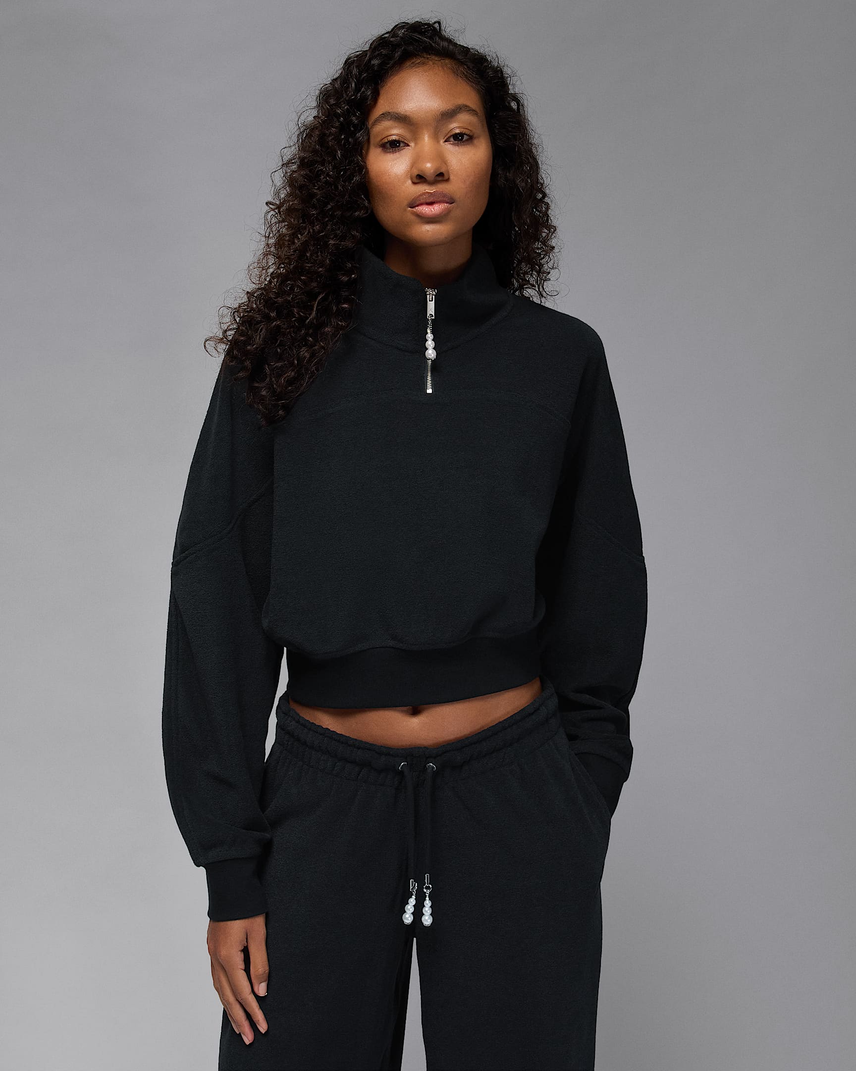 Jordan Flight Fleece Women's Quarter-Zip Top - Black/Black