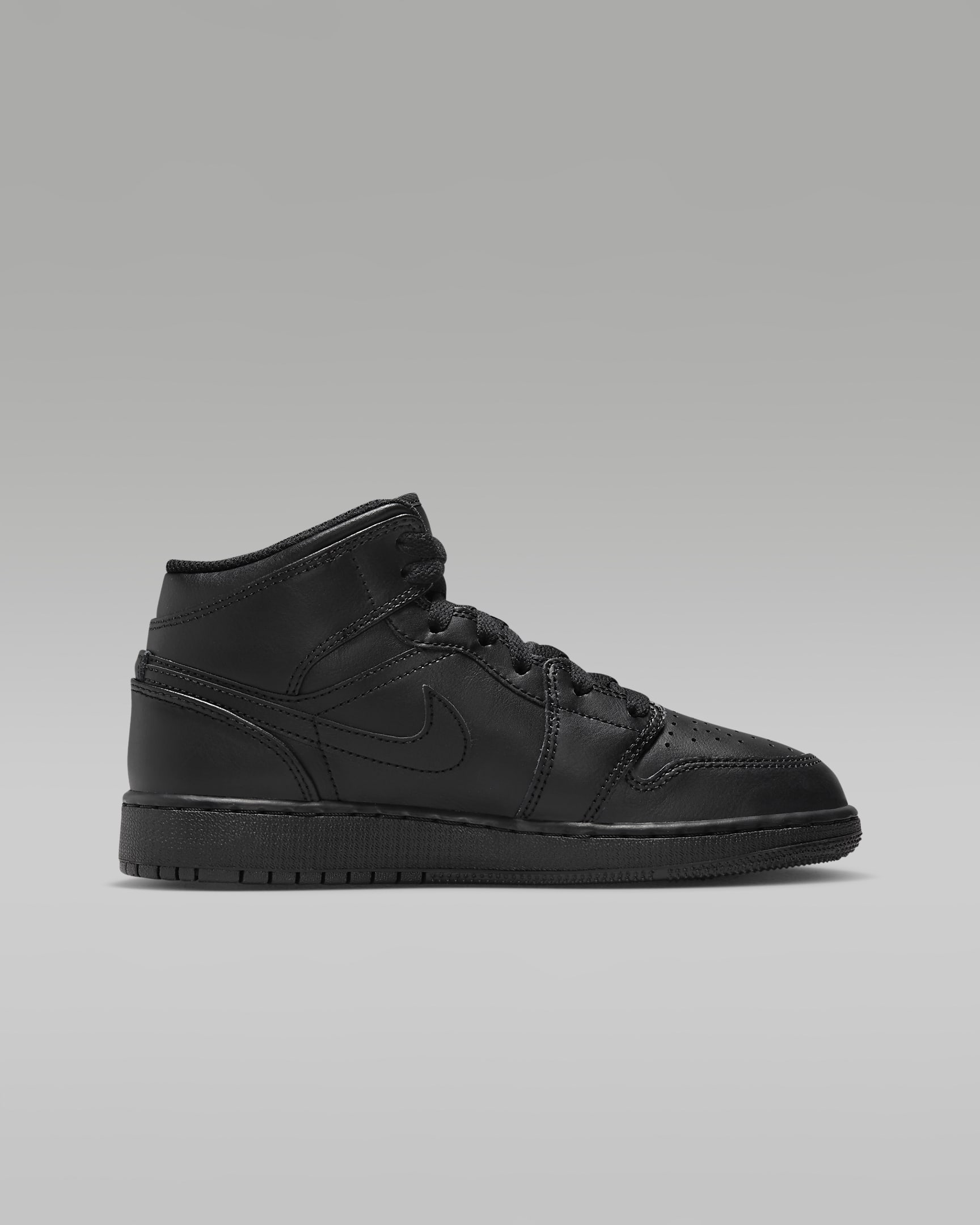 Jordan 1 Mid Older Kids' Shoes - Black/Black/Black