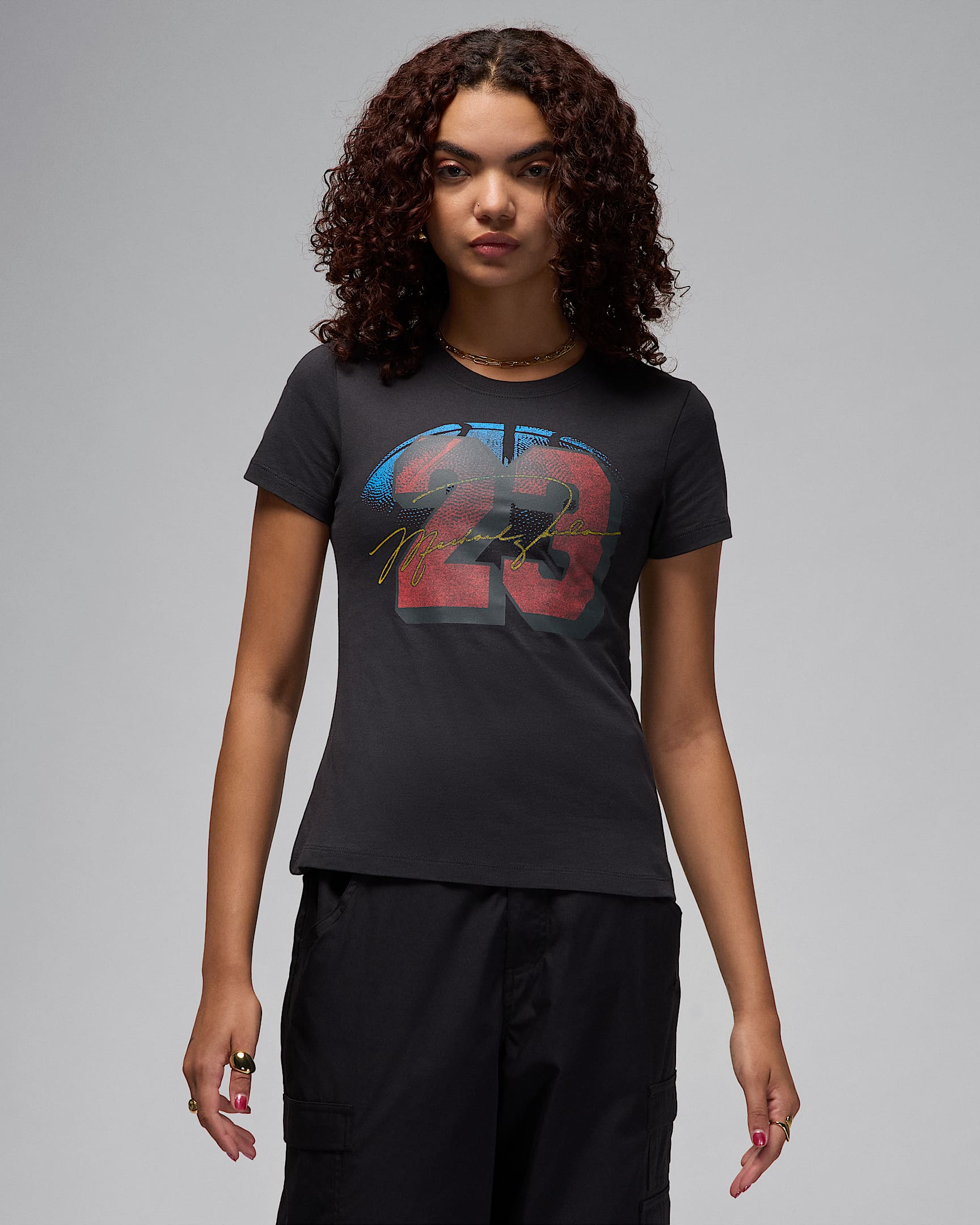 Jordan Essential Women's Slim T-Shirt - Off Noir/Track Red