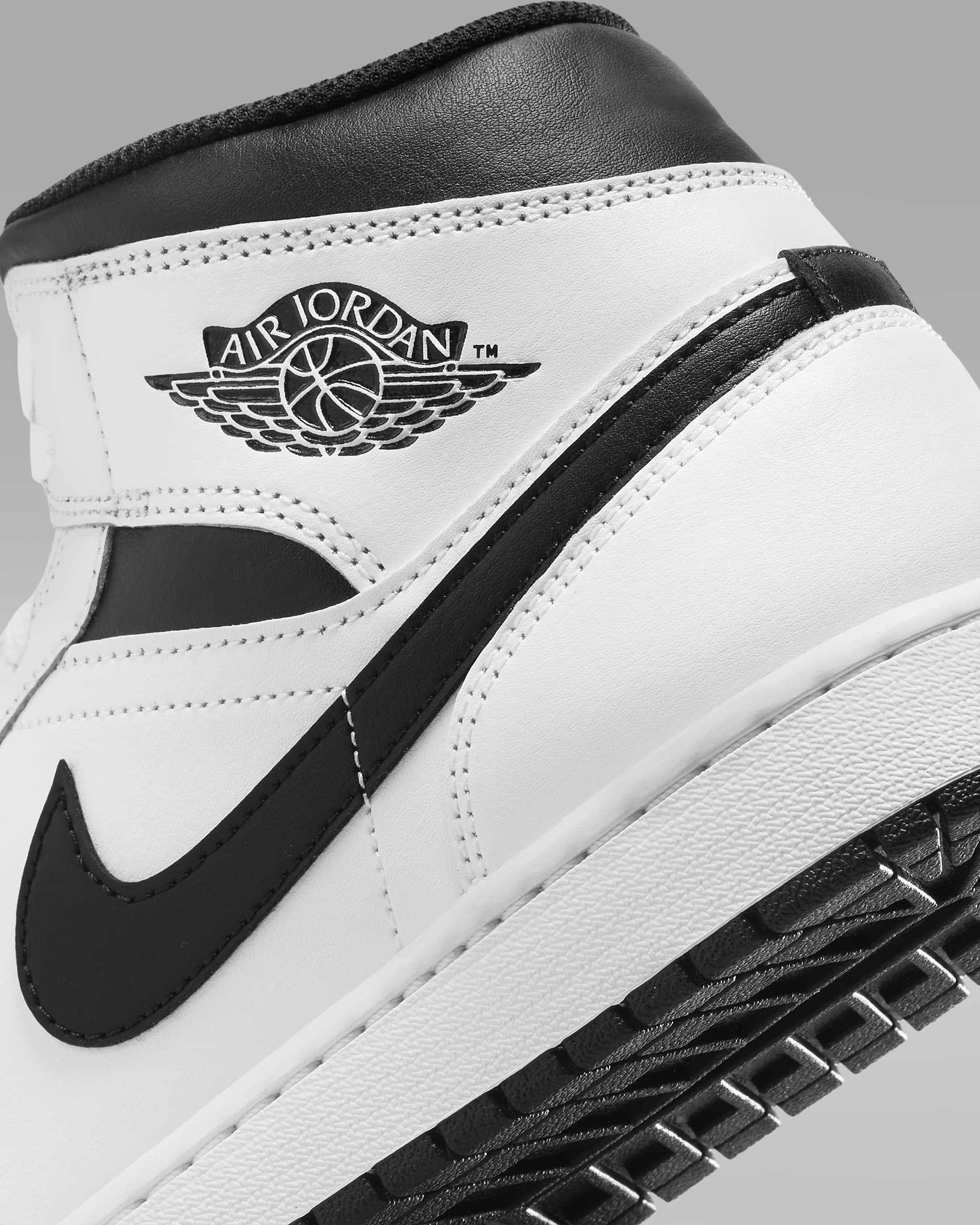 Air Jordan 1 Mid Men's Shoes - White/White/Black/Black