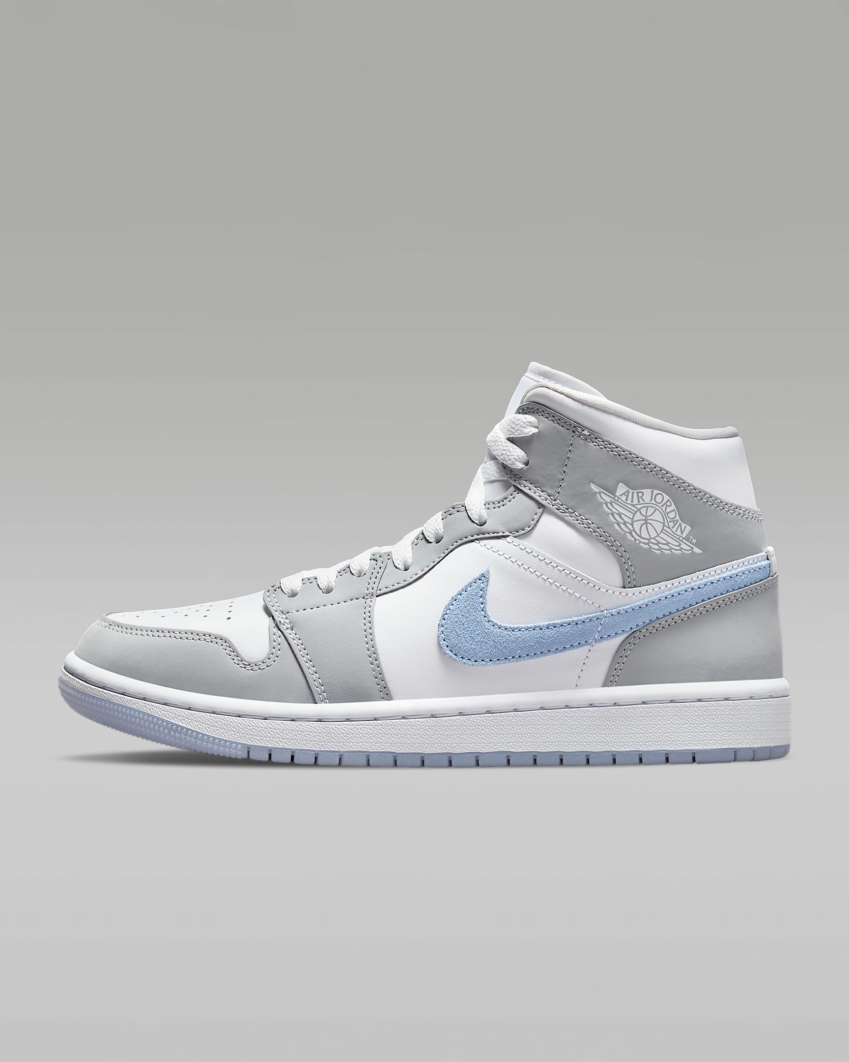 Air Jordan 1 Mid Women's Shoes - White/Wolf Grey/Aluminum