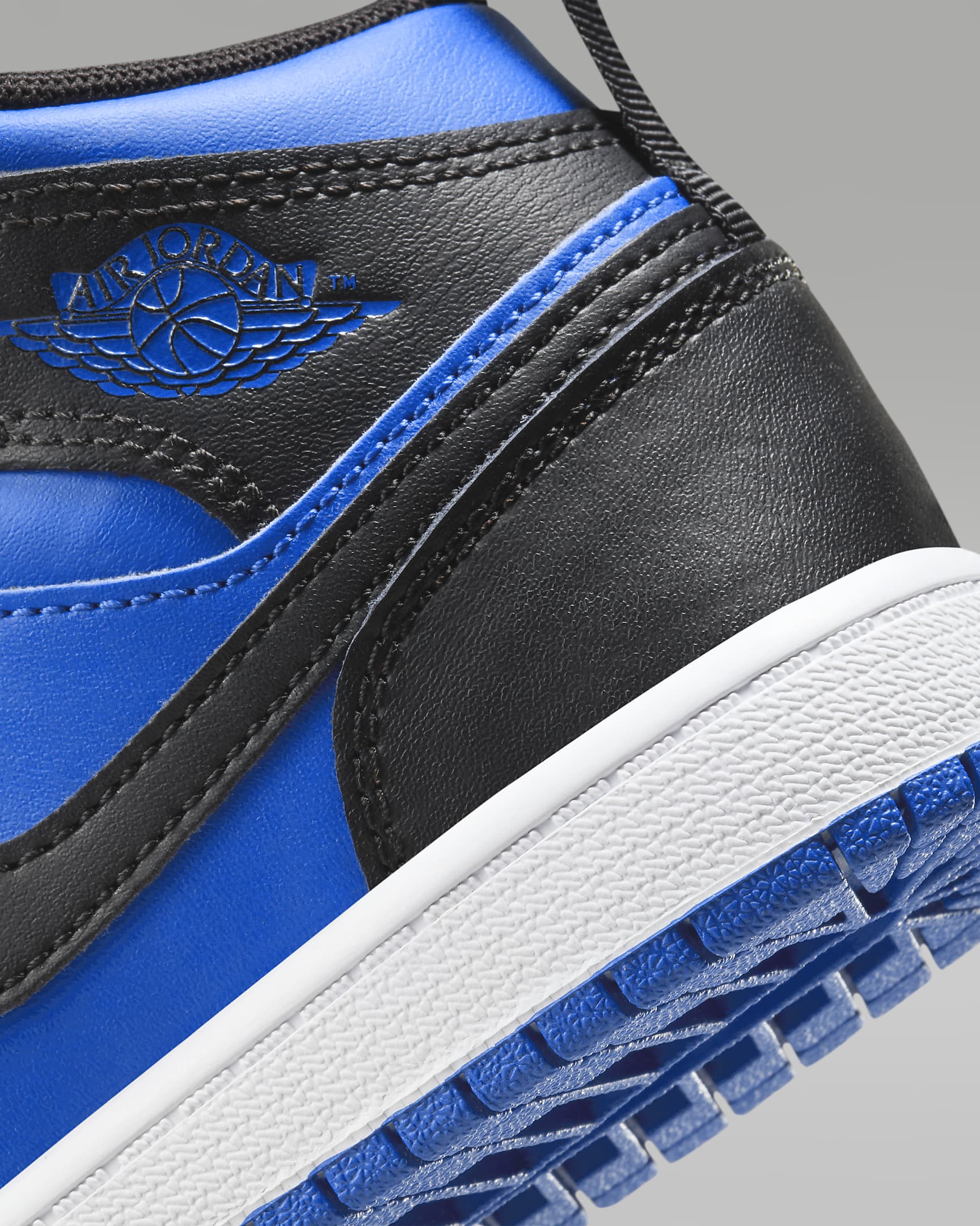 Jordan 1 Mid Younger Kids' Shoes - Black/Black/White/Royal Blue