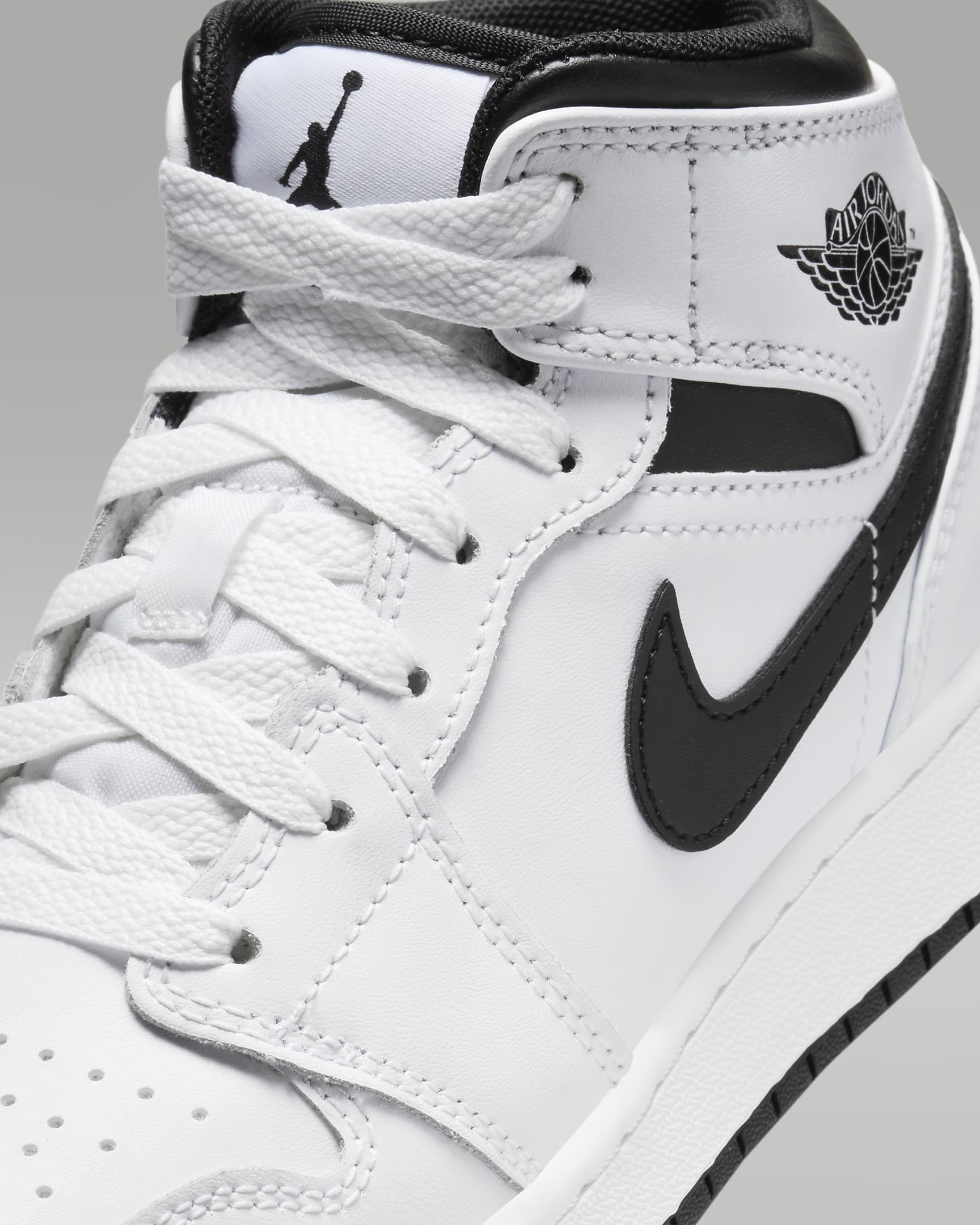 Scarpa Air Jordan 1 Mid - Ragazzi - Bianco/Bianco/Nero/Nero