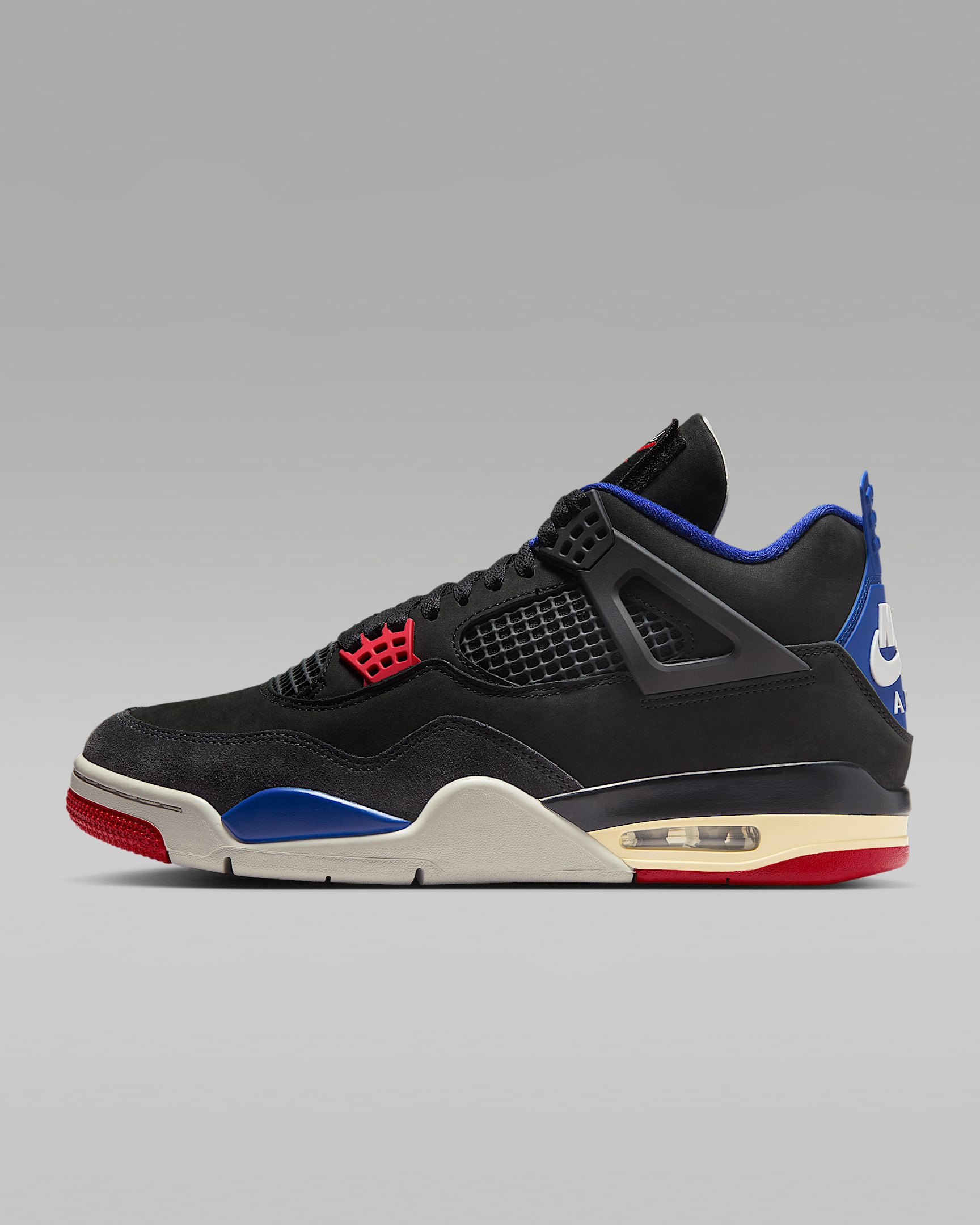 Air Jordan 4 Retro Men's Shoes - Black/Deep Royal Blue/Dark Smoke Grey/Fire Red