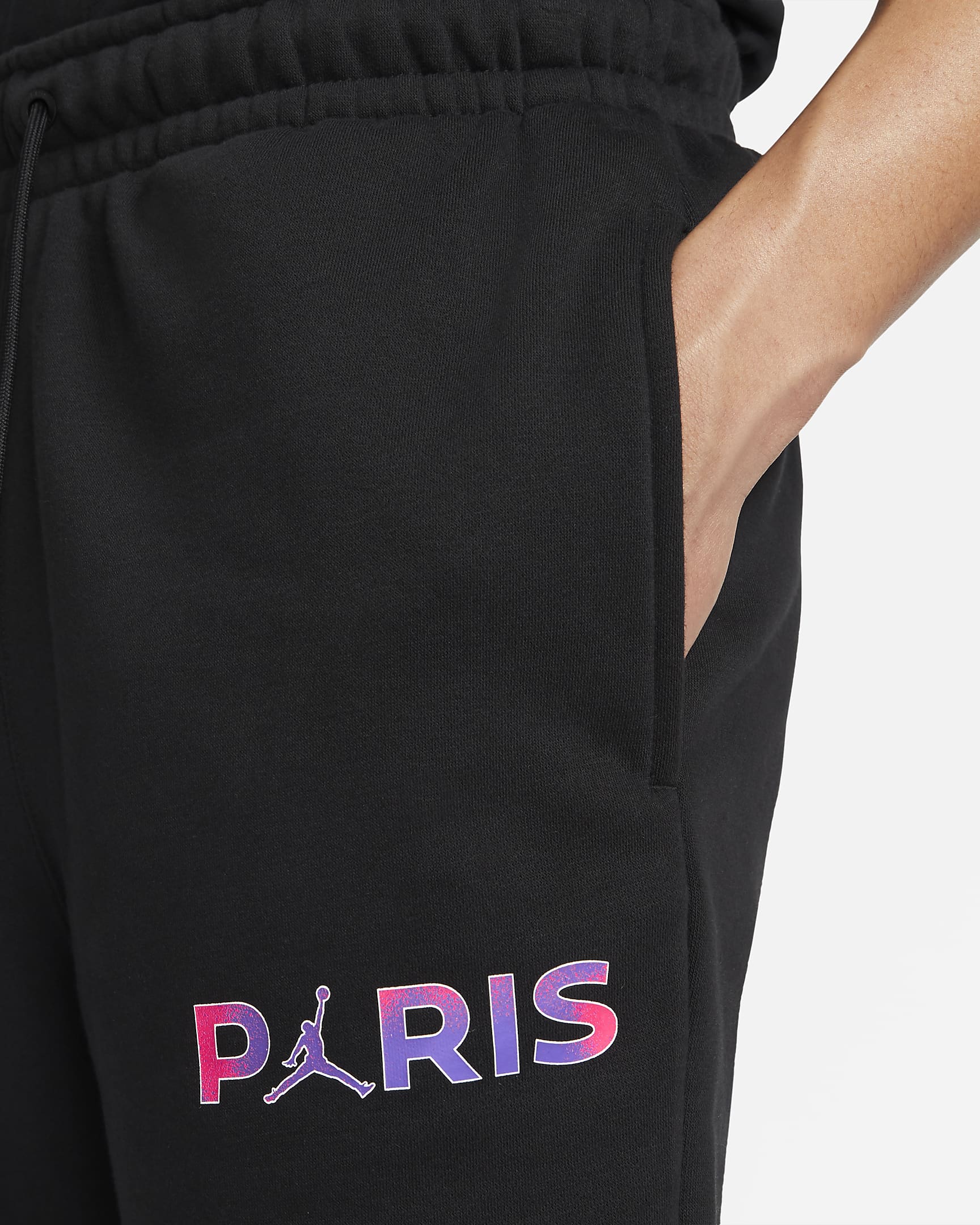 Pantaloni in fleece Paris Saint-Germain - Uomo - Nero/Psychic Purple