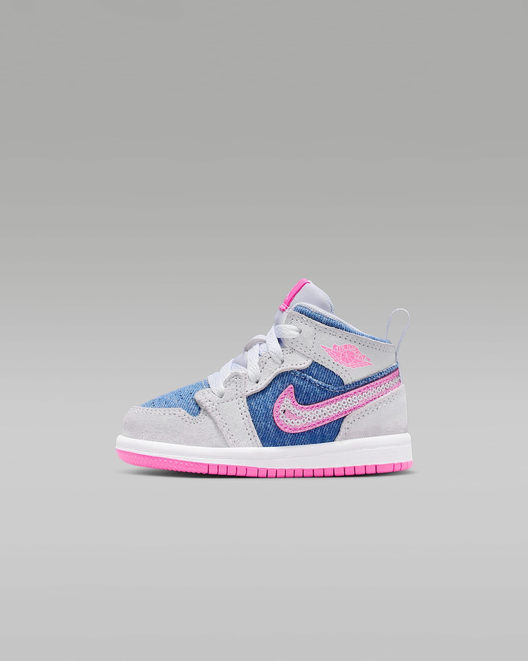 Jordan 1 Mid SE Baby/Toddler Shoes - Cobalt Bliss/White/Pink Glow