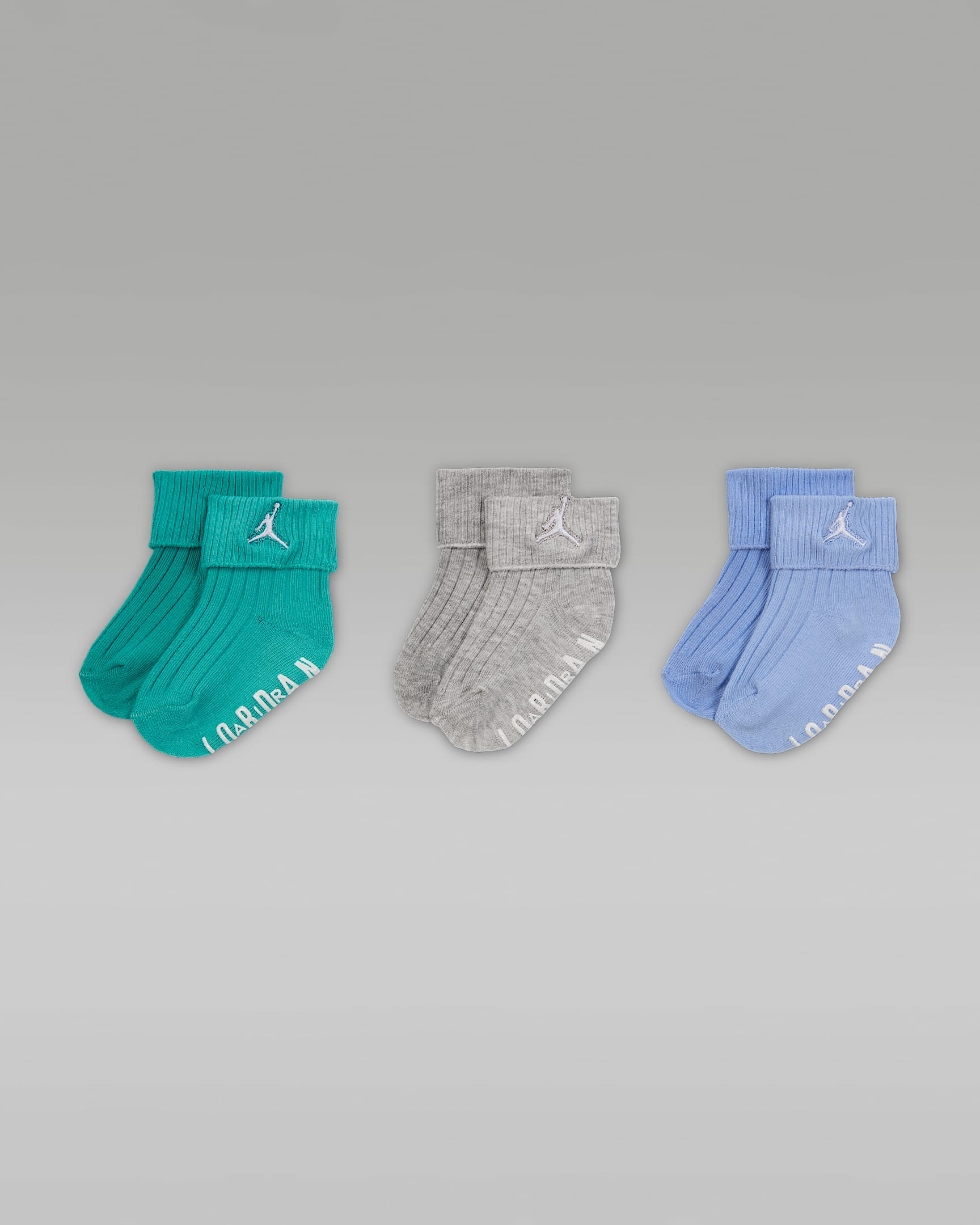 Jordan Essentials Baby Ribbed Gripper Socks (3 Pairs) - Grey Heather