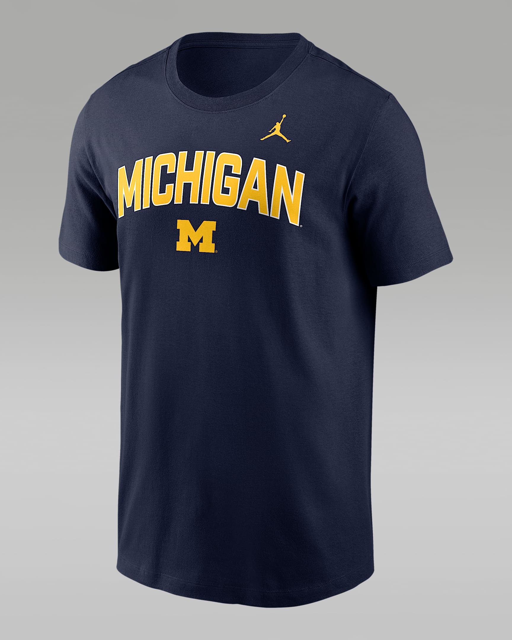 Playera universitaria Nike para hombre Michigan Primetime Arch Stack - Azul marino universitario