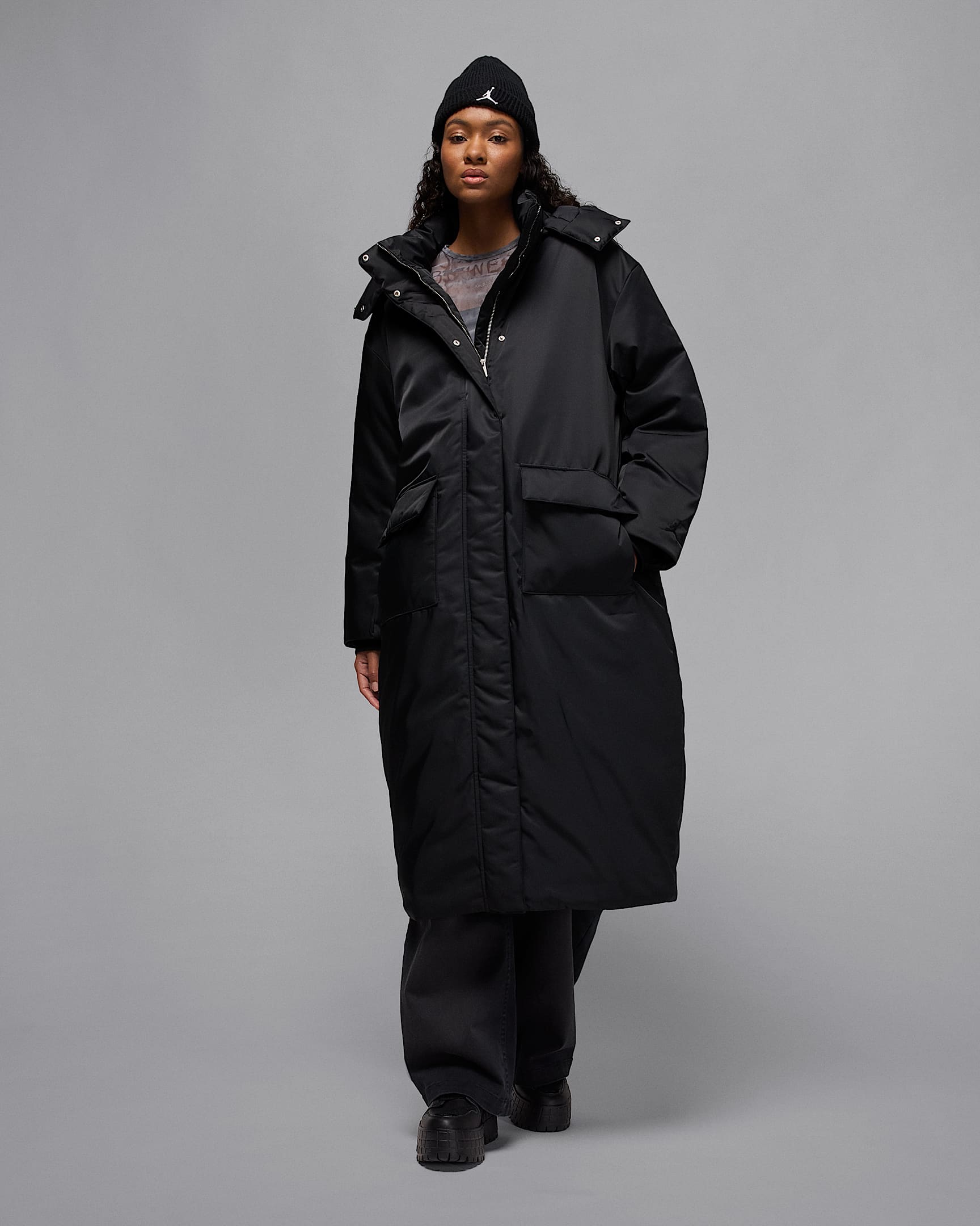 Parka de plumón Therma-FIT oversized para mujer Jordan Flight - Negro/Negro