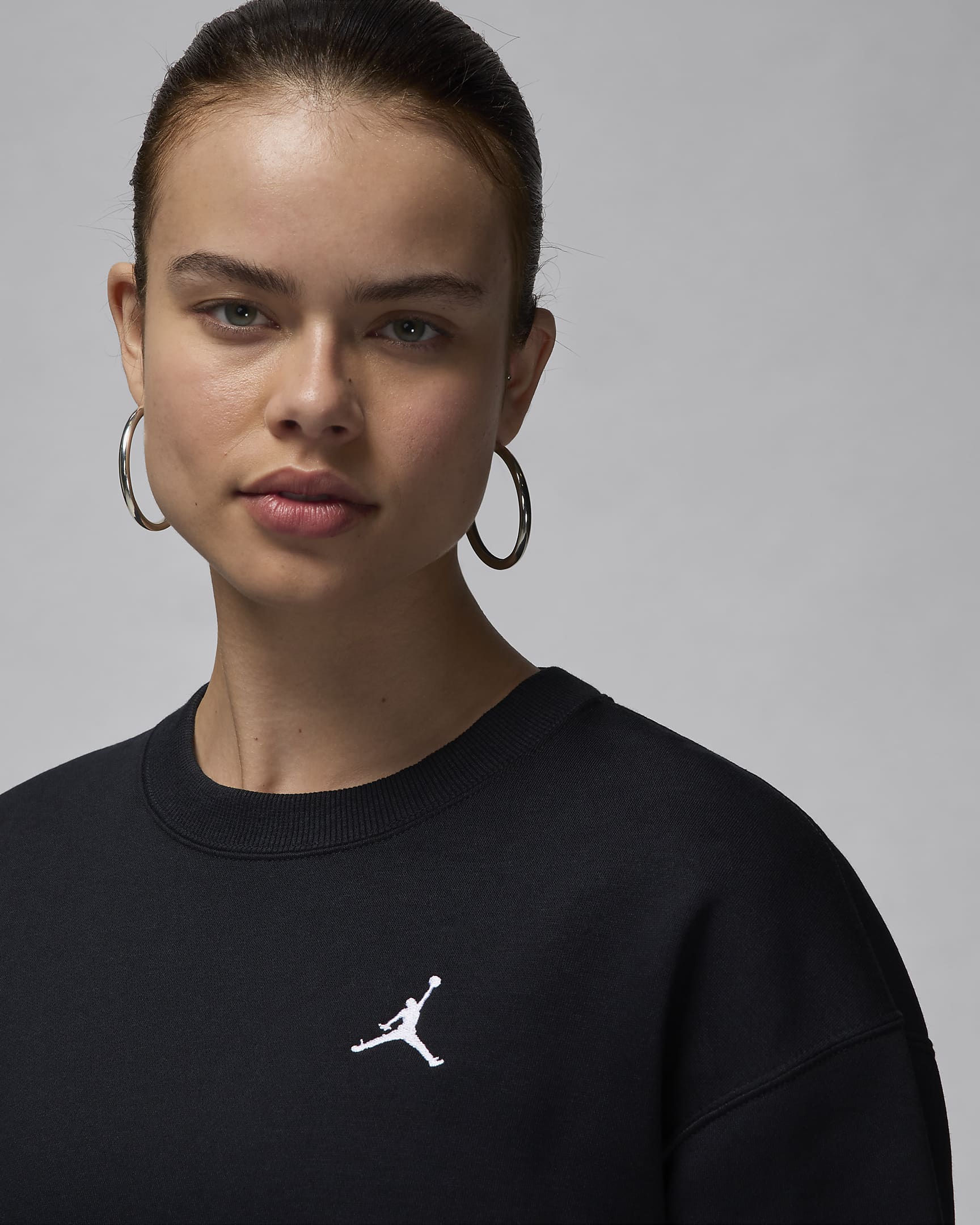 Jordan Brooklyn Fleece kerek nyakkivágású női pulóver - Fekete/Fehér