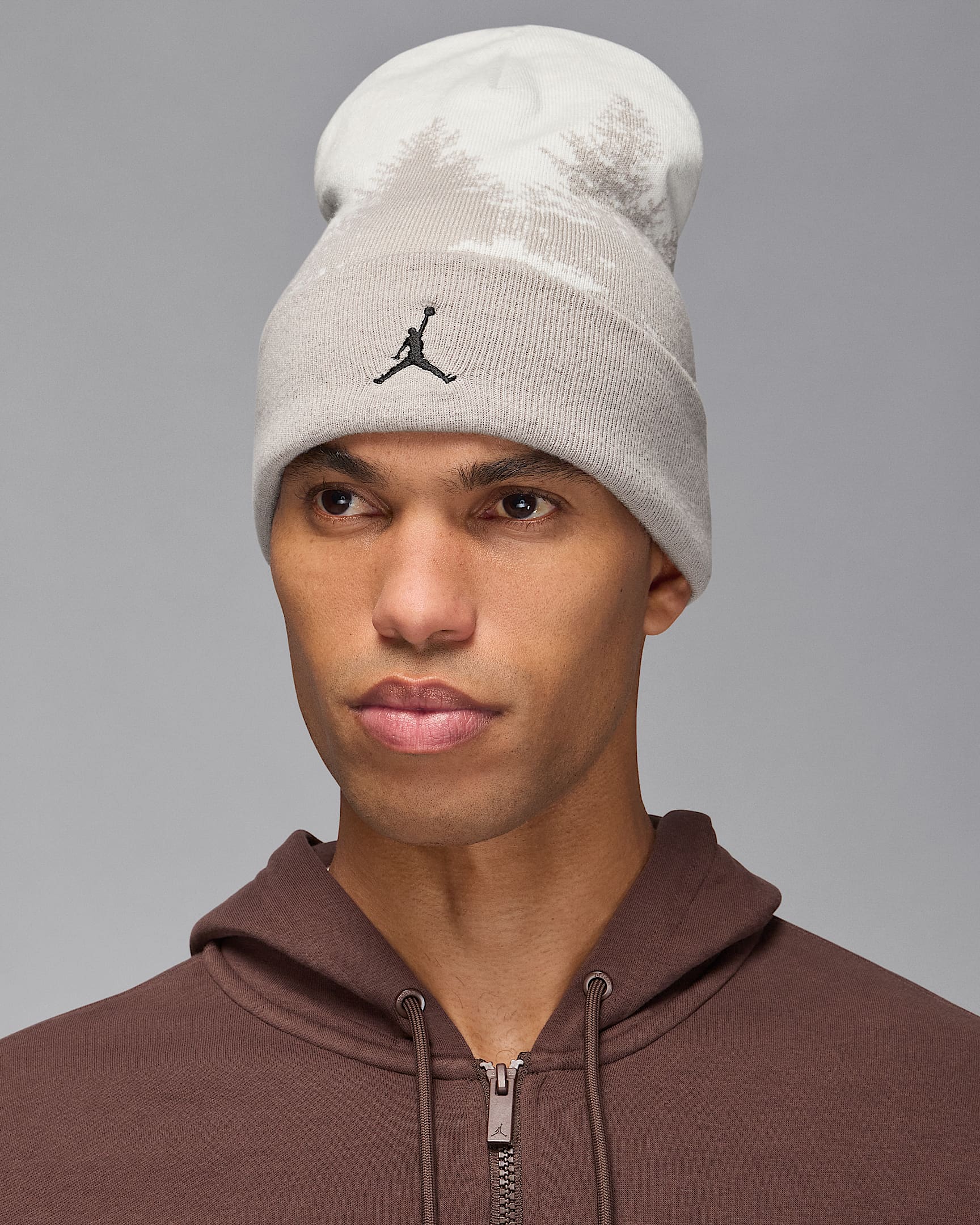 Jordan Peak Beanie - Sail/Medium Orewood Brown/Black