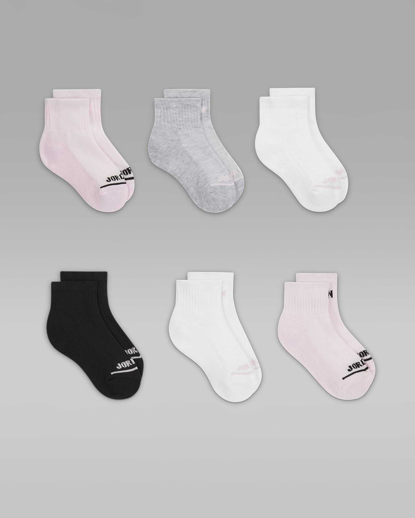 Jordan Ankle Socks (6 Pairs) Younger Kids' Socks - Pink Foam