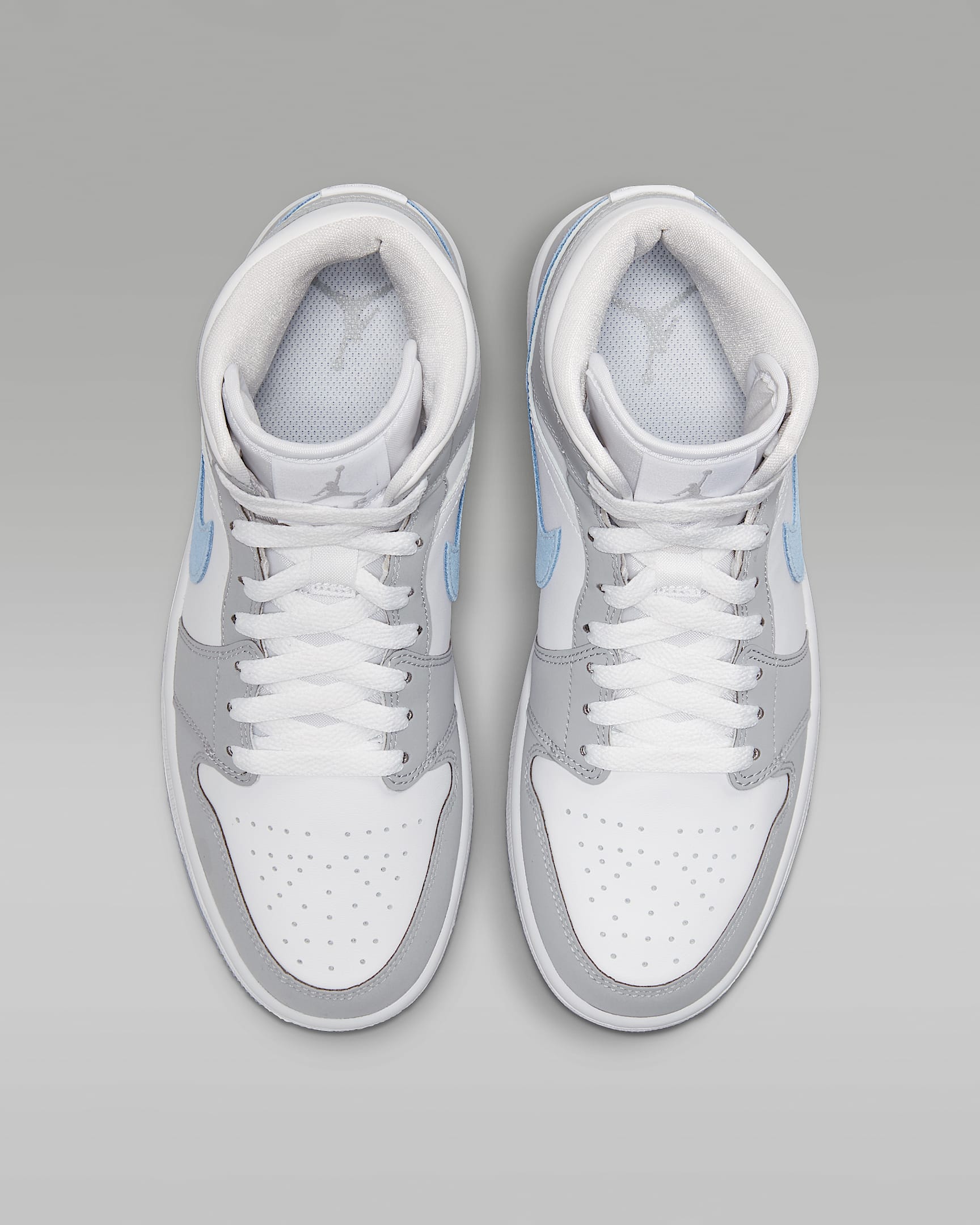 Air Jordan 1 Mid Women's Shoes - White/Wolf Grey/Aluminum