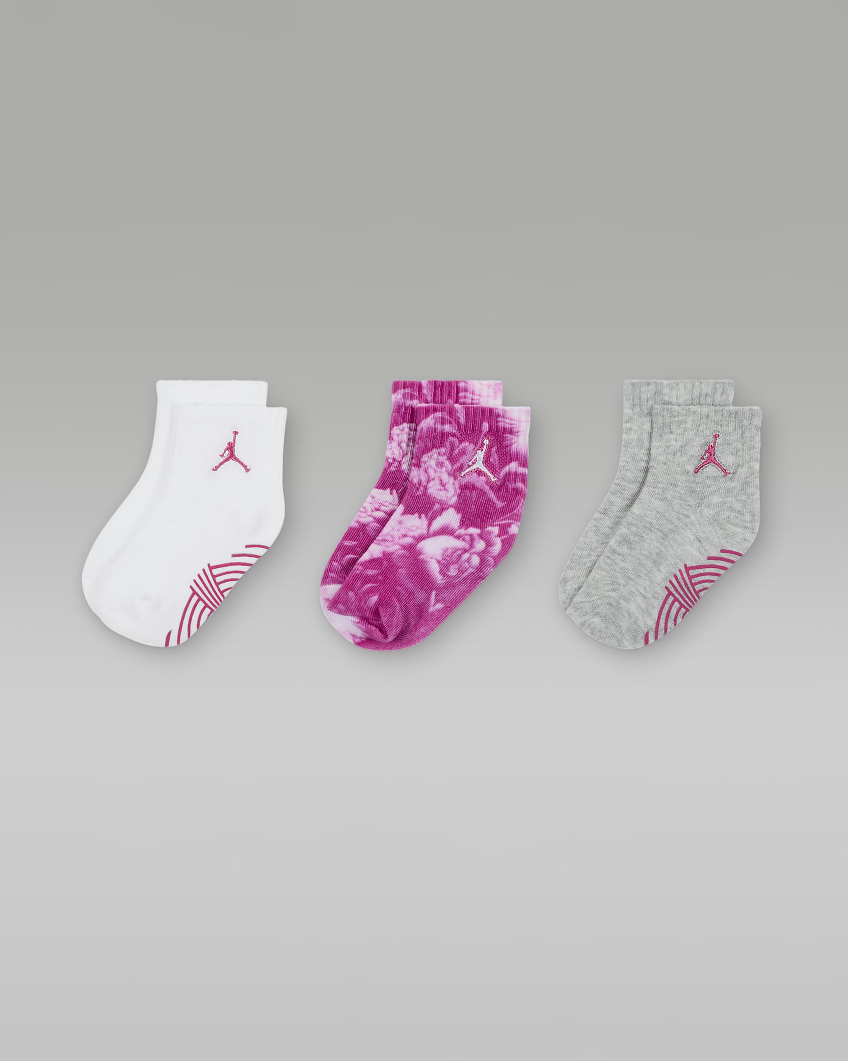 Jordan Baby (12-24M) Gripper Socks (3 Pairs) - Fire Pink