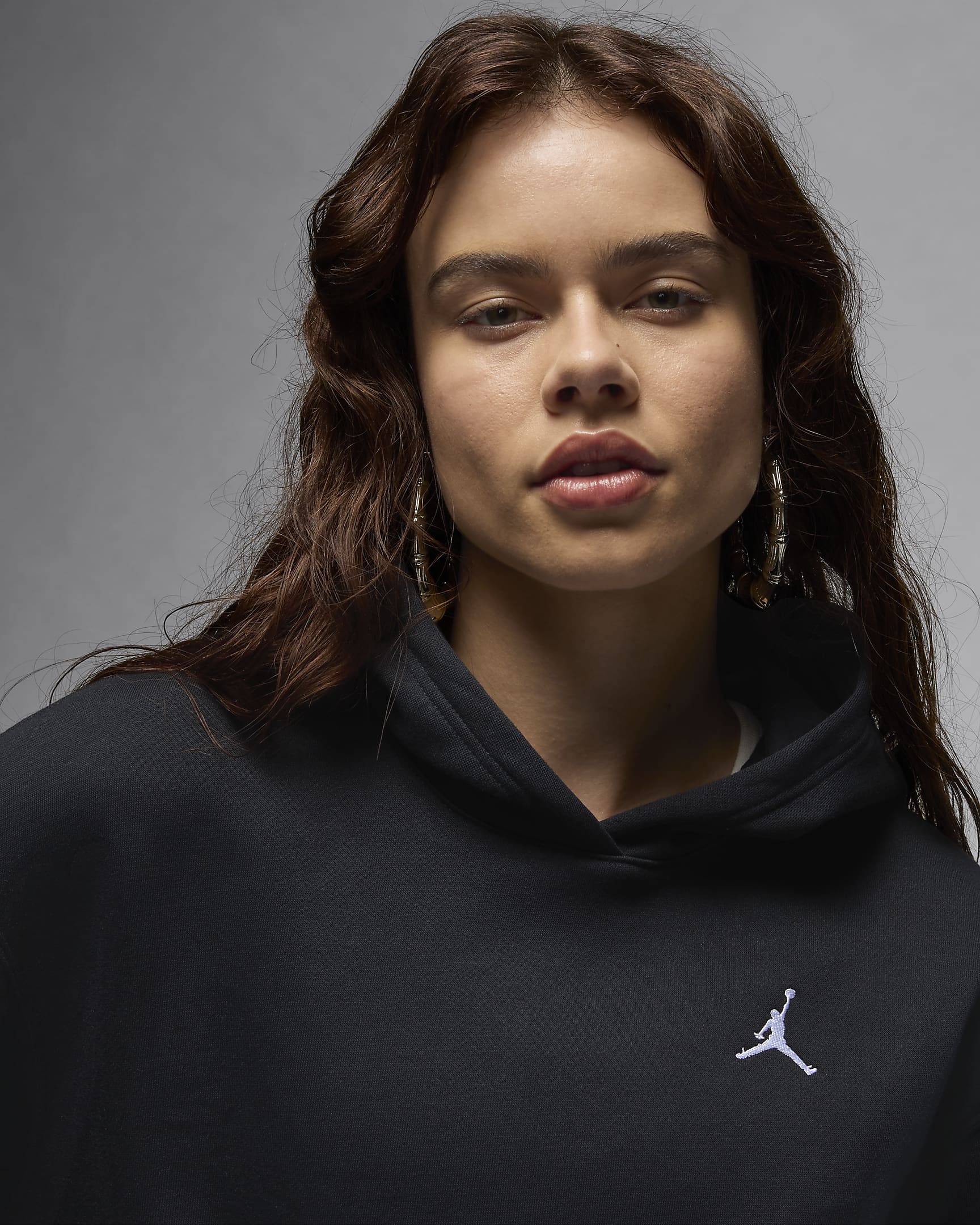 Jordan Brooklyn Fleece hettegenser til dame - Svart/Hvit