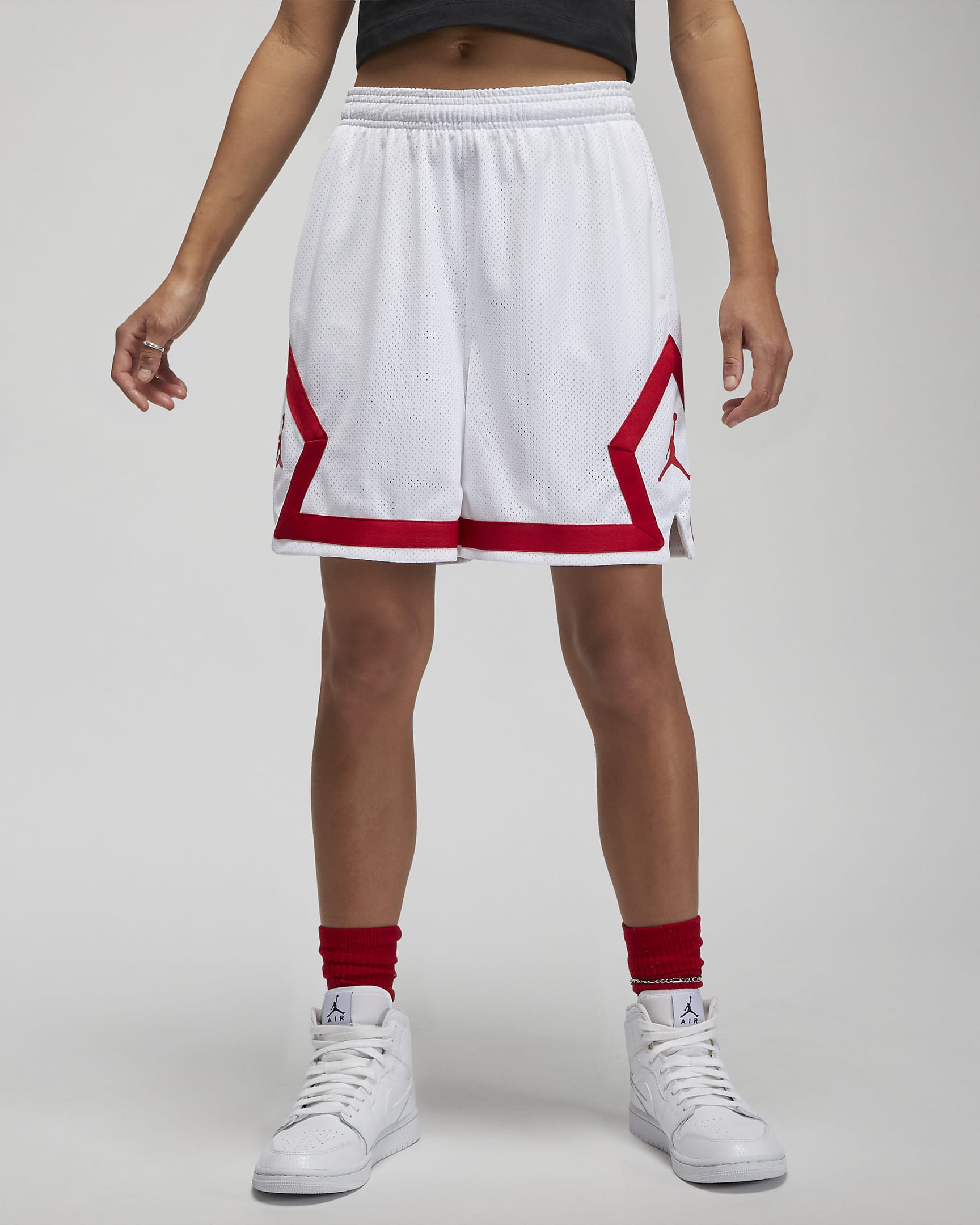 Jordan (Her)itage Diamond-shorts til kvinder - hvid/Gym Red