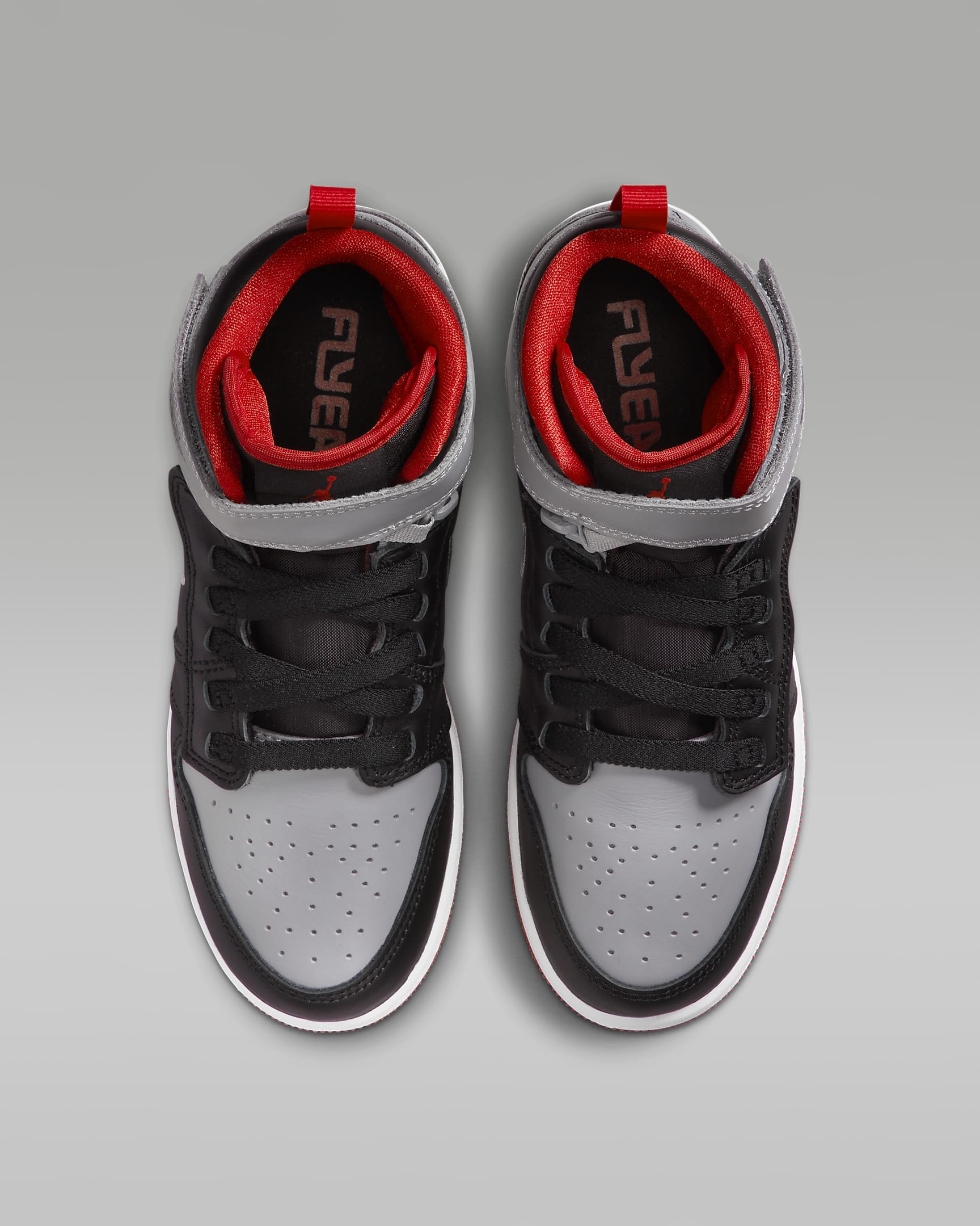 Air Jordan 1 Hi FlyEase Older Kids' Shoes - Black/Cement Grey/White/Fire Red