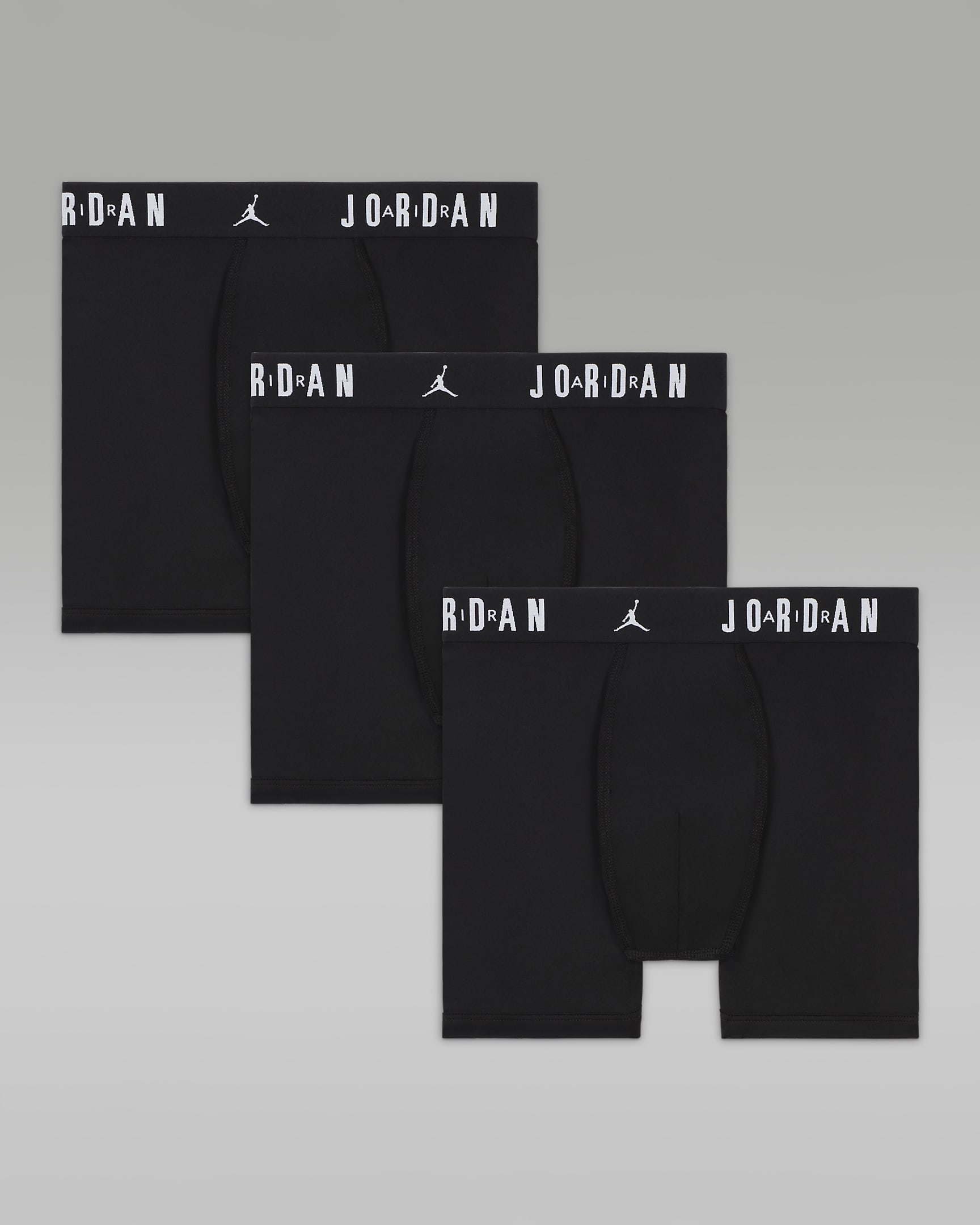 Jordan Flight Dri-FIT Big Kids' Poly Boxer Briefs (3-Pack) - Black