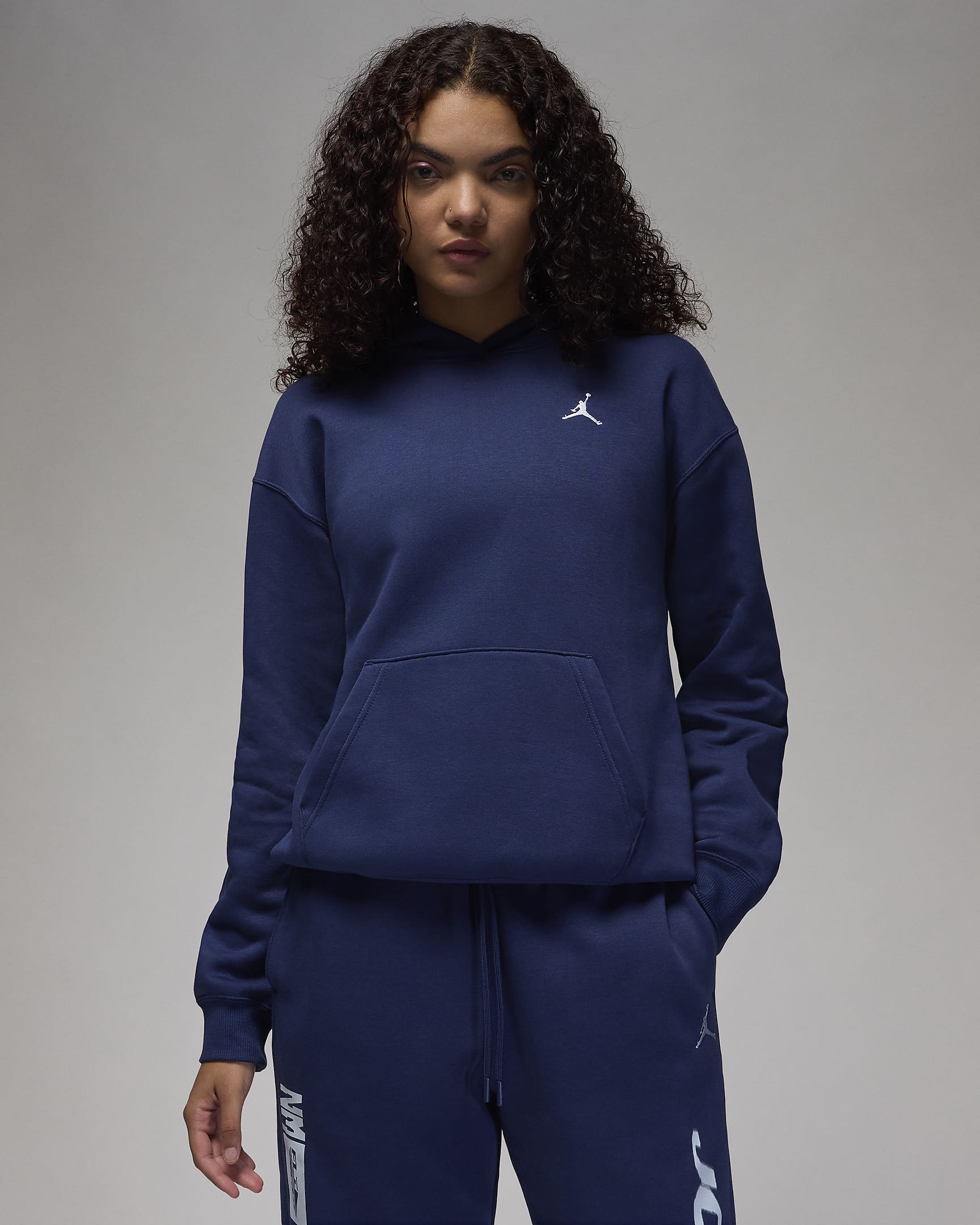 Jordan Brooklyn Fleece Women's Pullover Hoodie - Midnight Navy/White