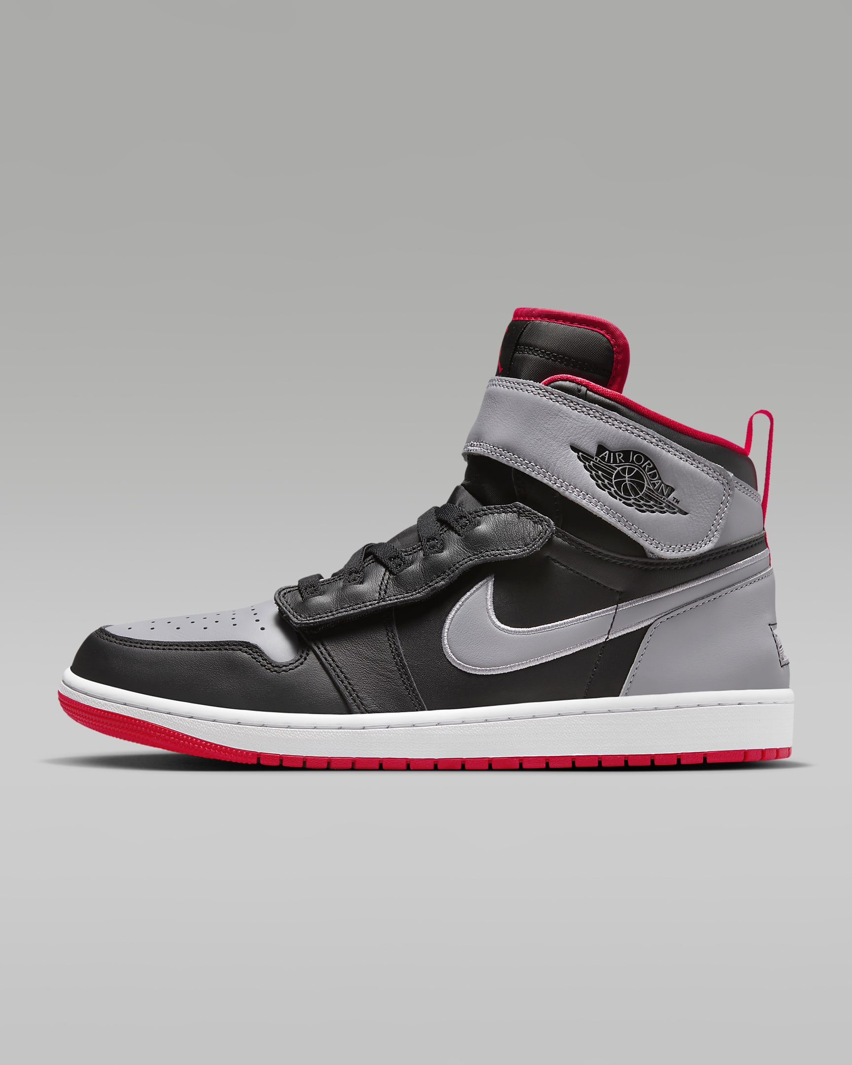 Air Jordan 1 Hi FlyEase Men's Shoes - Black/Cement Grey/White/Fire Red