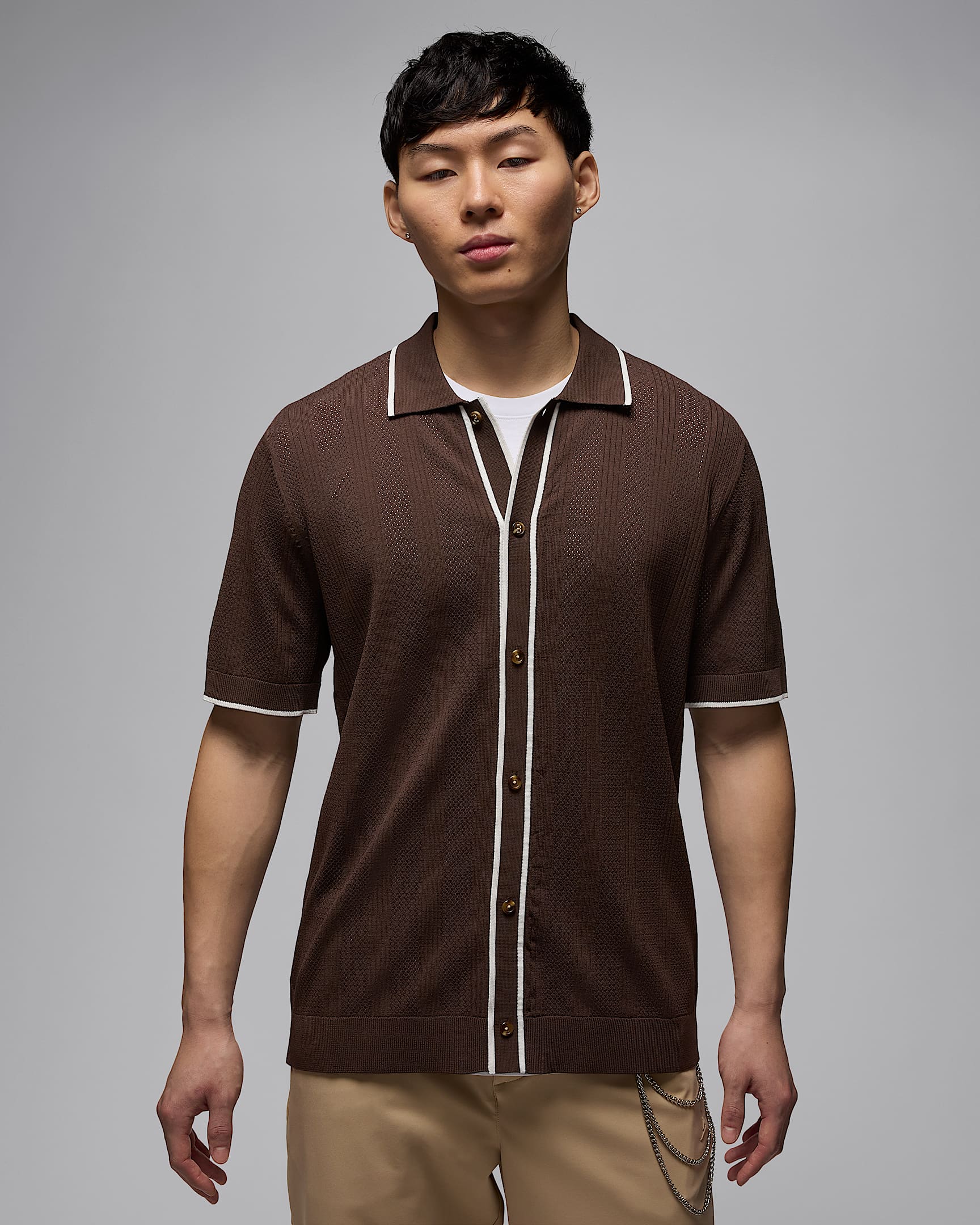 Jordan Sport Men's Short-Sleeve Golf Sweater Top - Baroque Brown/Phantom/Baroque Brown