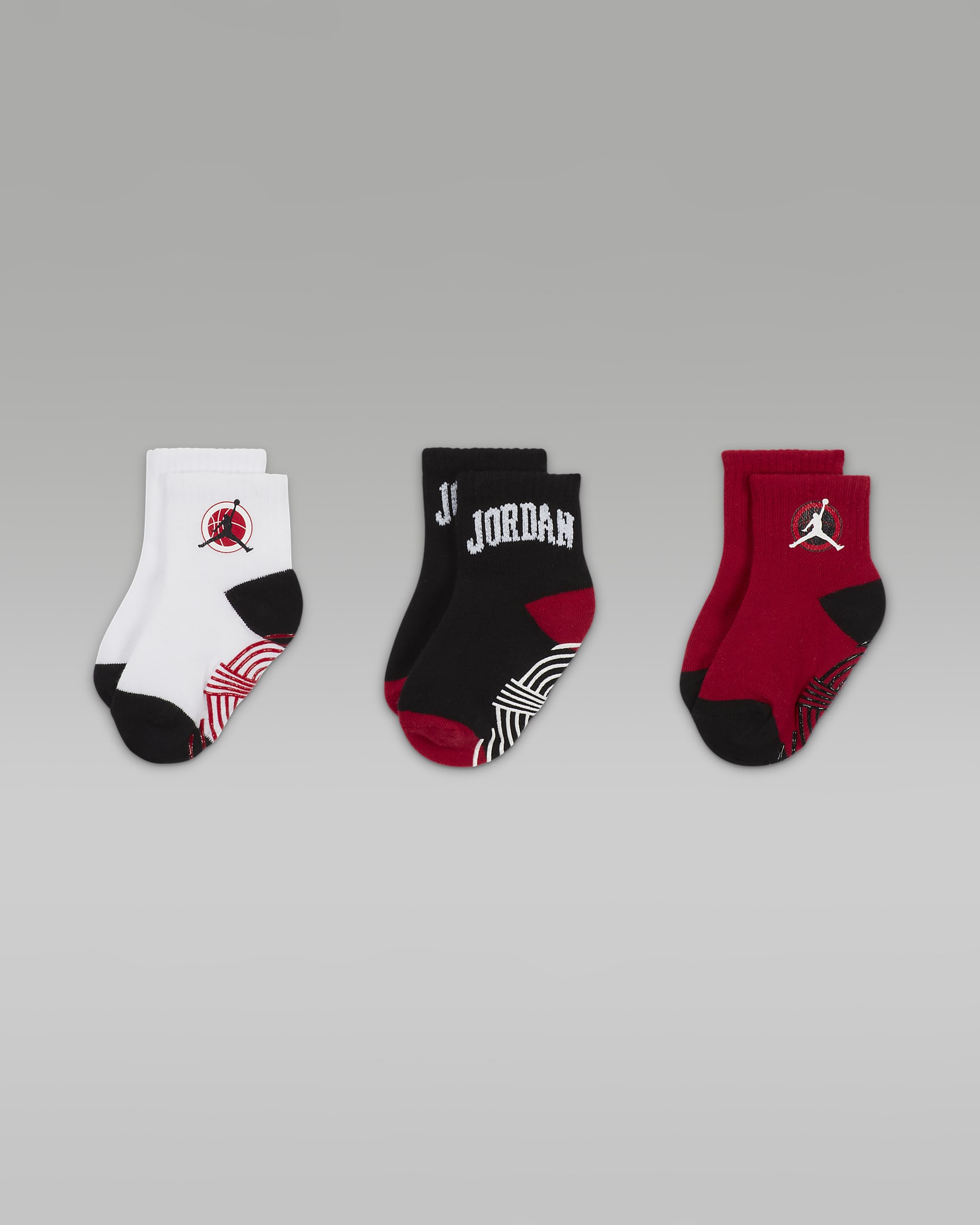 Jordan Gym "23" Ankle Gripper Socks (3-Pack) Baby (12-24M) Socks - Black