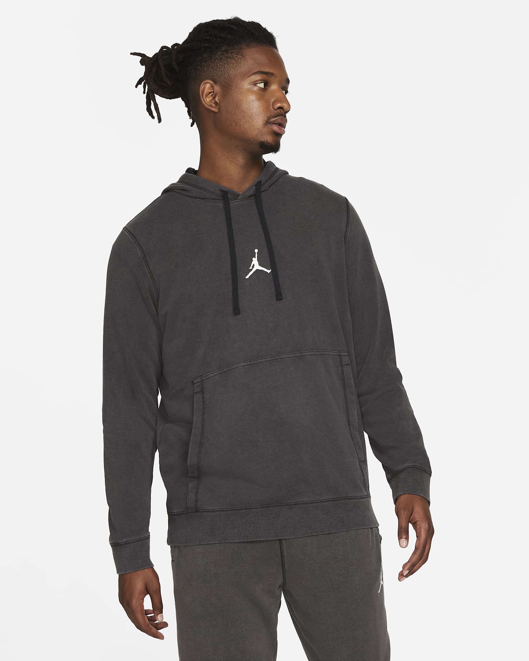 Sudadera con gorro sin cierre de tejido Fleece para hombre Jordan Dri-FIT Air - Negro/Blanco