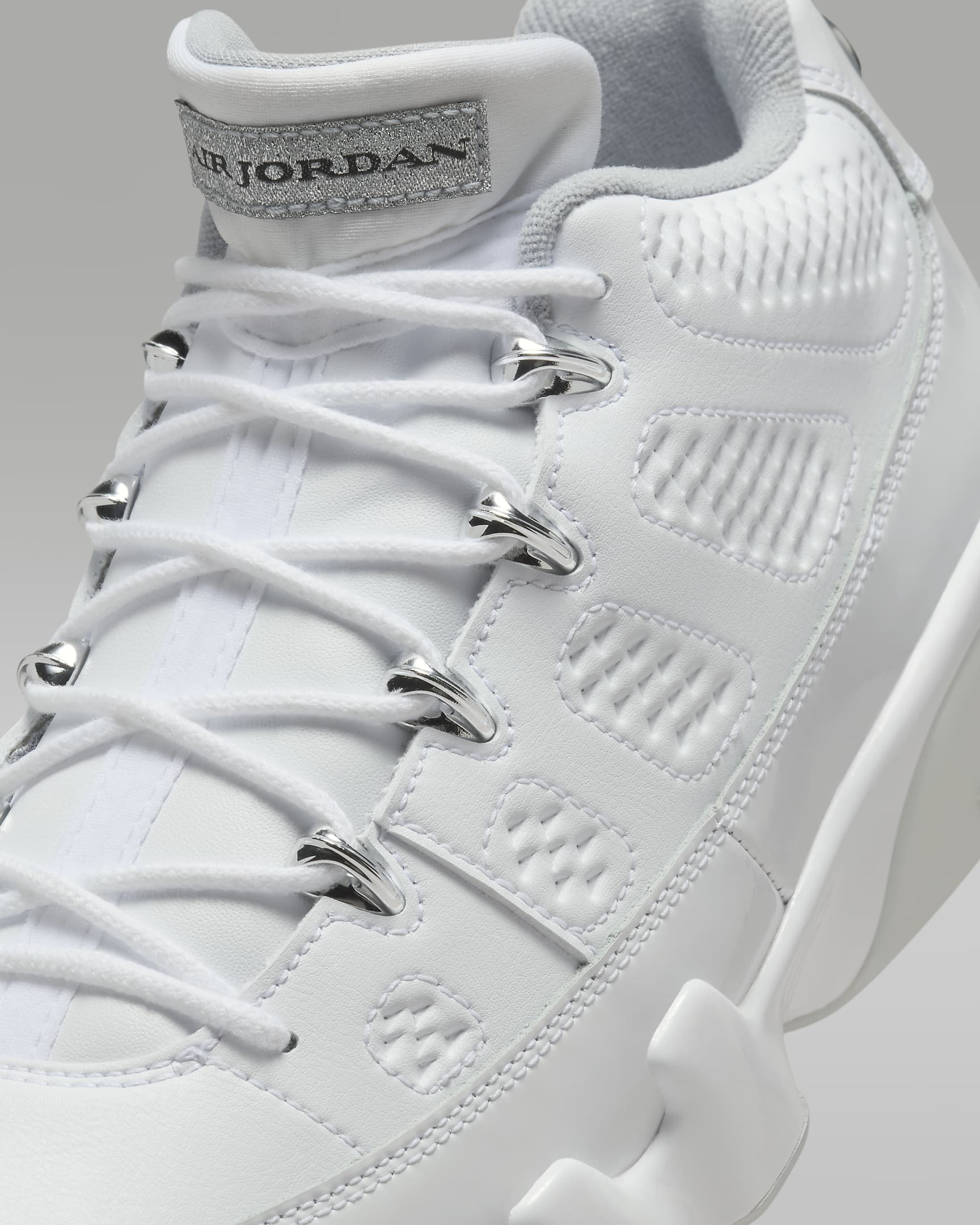 Air Jordan 9 NRG Golf Shoes - White/Wolf Grey/Metallic Silver