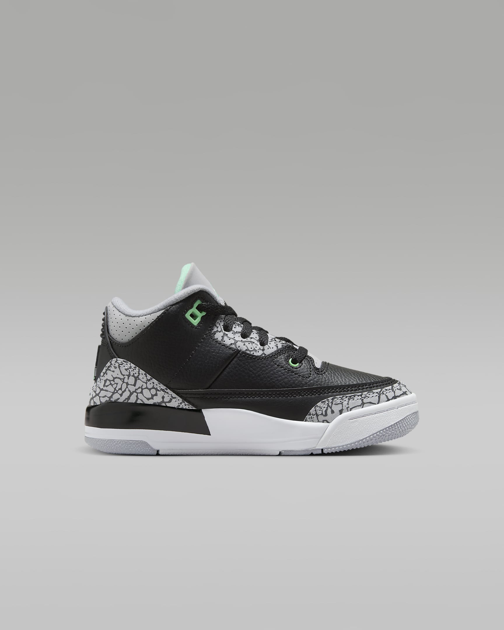 Jordan 3 Retro "Green Glow" Little Kids' Shoes - Black/Wolf Grey/White/Green Glow