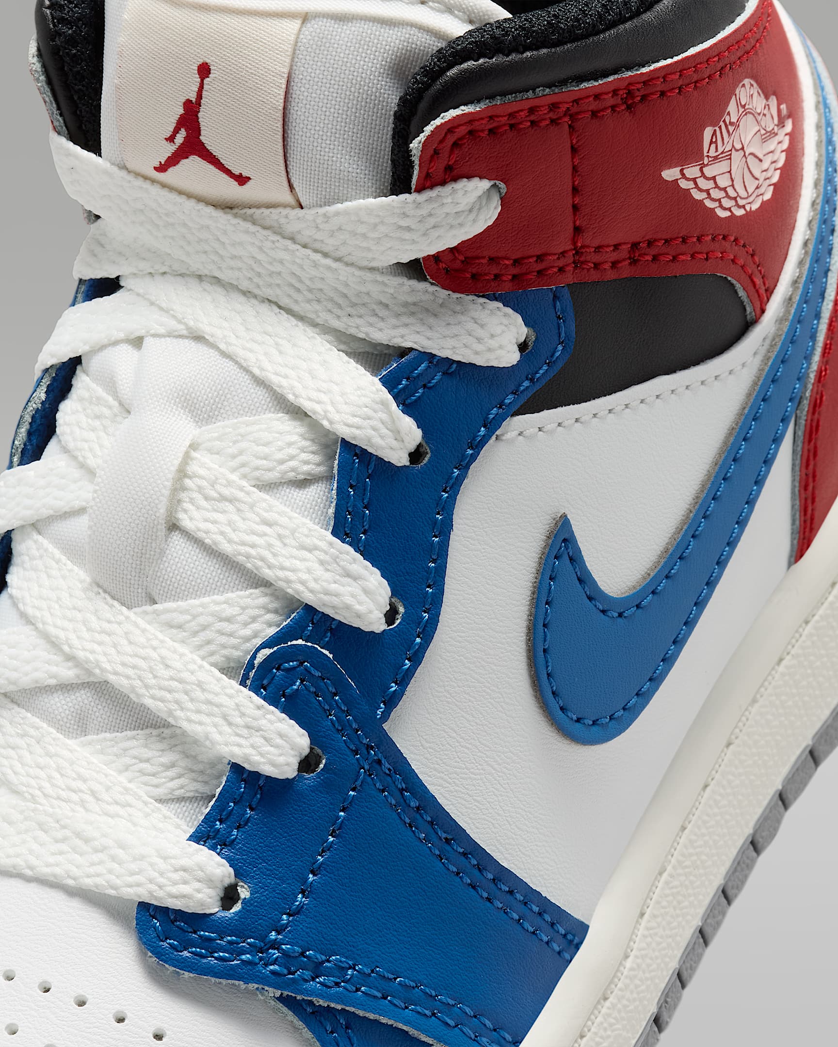 Jordan 1 Mid Younger Kids' Shoes - True Blue/Varsity Red/Black/Summit White