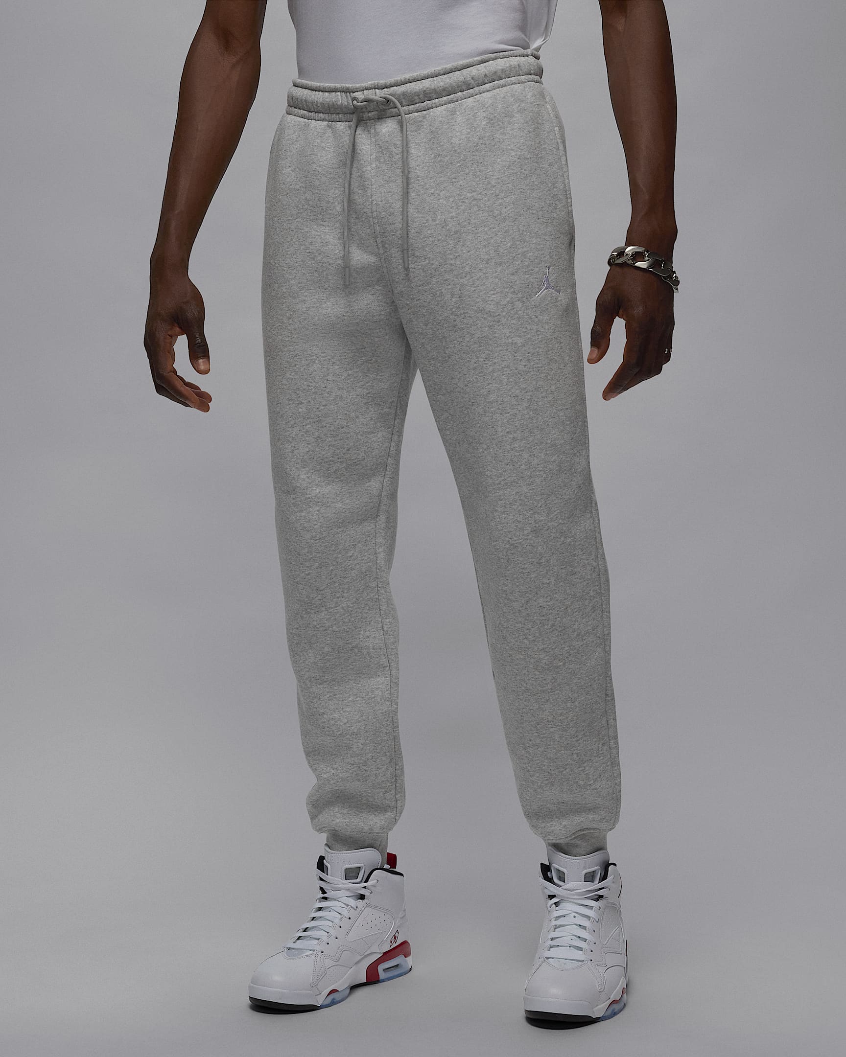 Jordan Brooklyn Fleece Men's Trousers - Grey Heather/White
