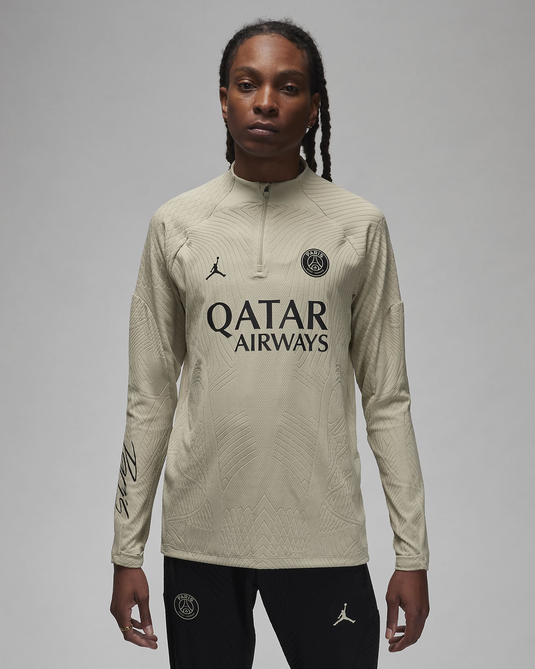 Paris Saint-Germain Strike Elite Derde Jordan Dri-FIT ADV voetbaltrainingstop voor heren - Stone/Stone/Iron Grey/Zwart