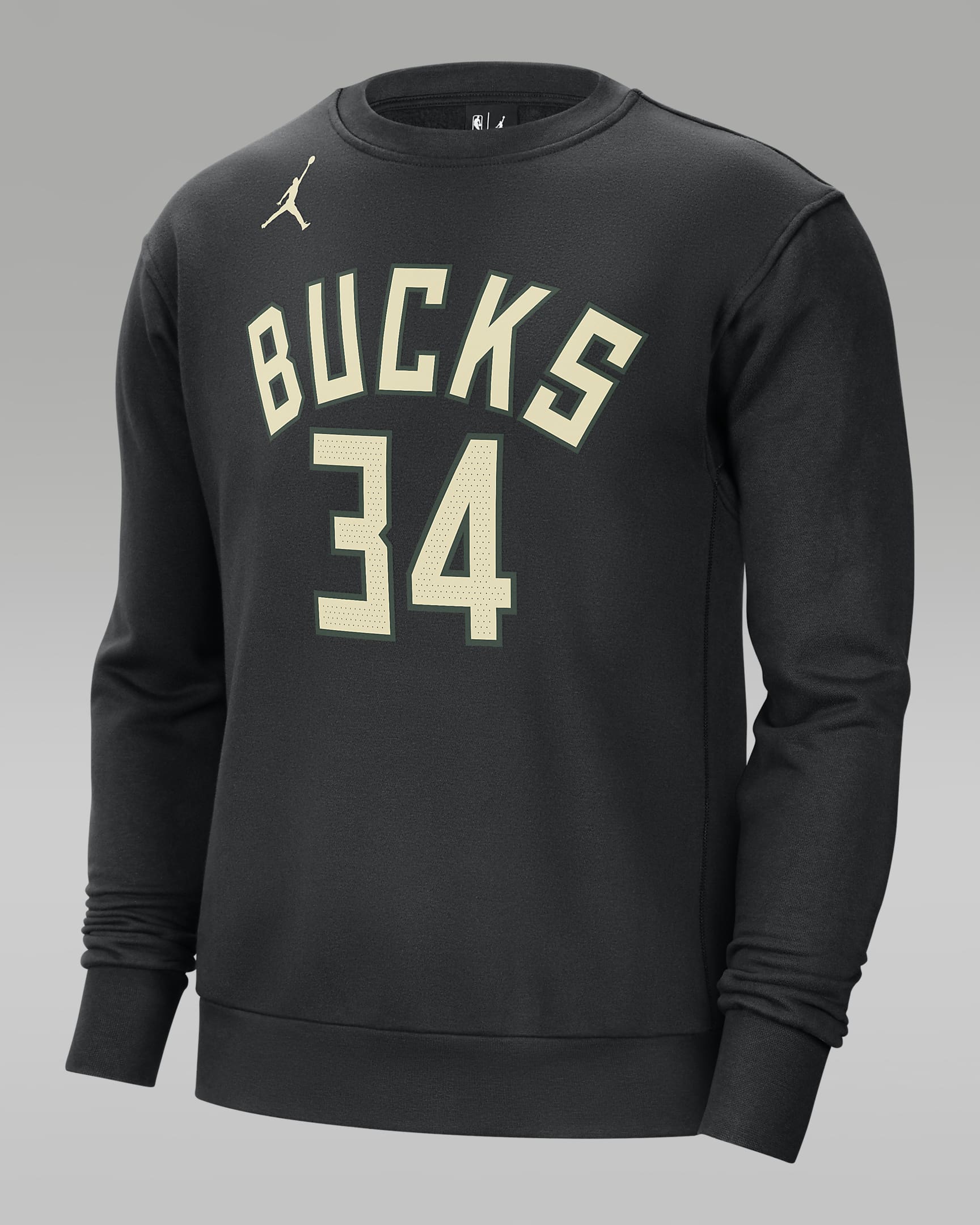 Milwaukee Bucks Courtside Statement Edition Men's Jordan NBA Fleece Sweatshirt - Black