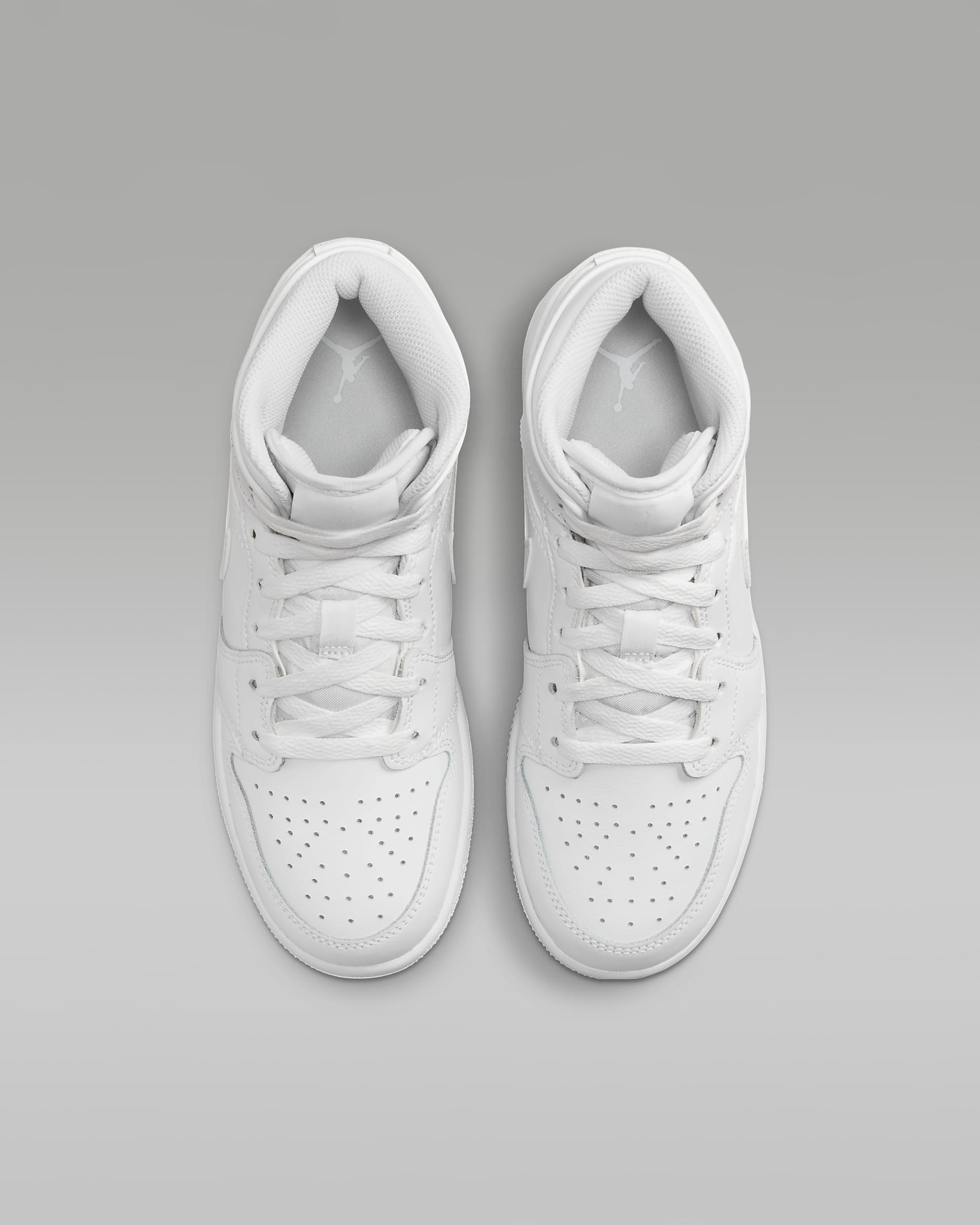 Jordan 1 Mid Older Kids' Shoes - White/White/White